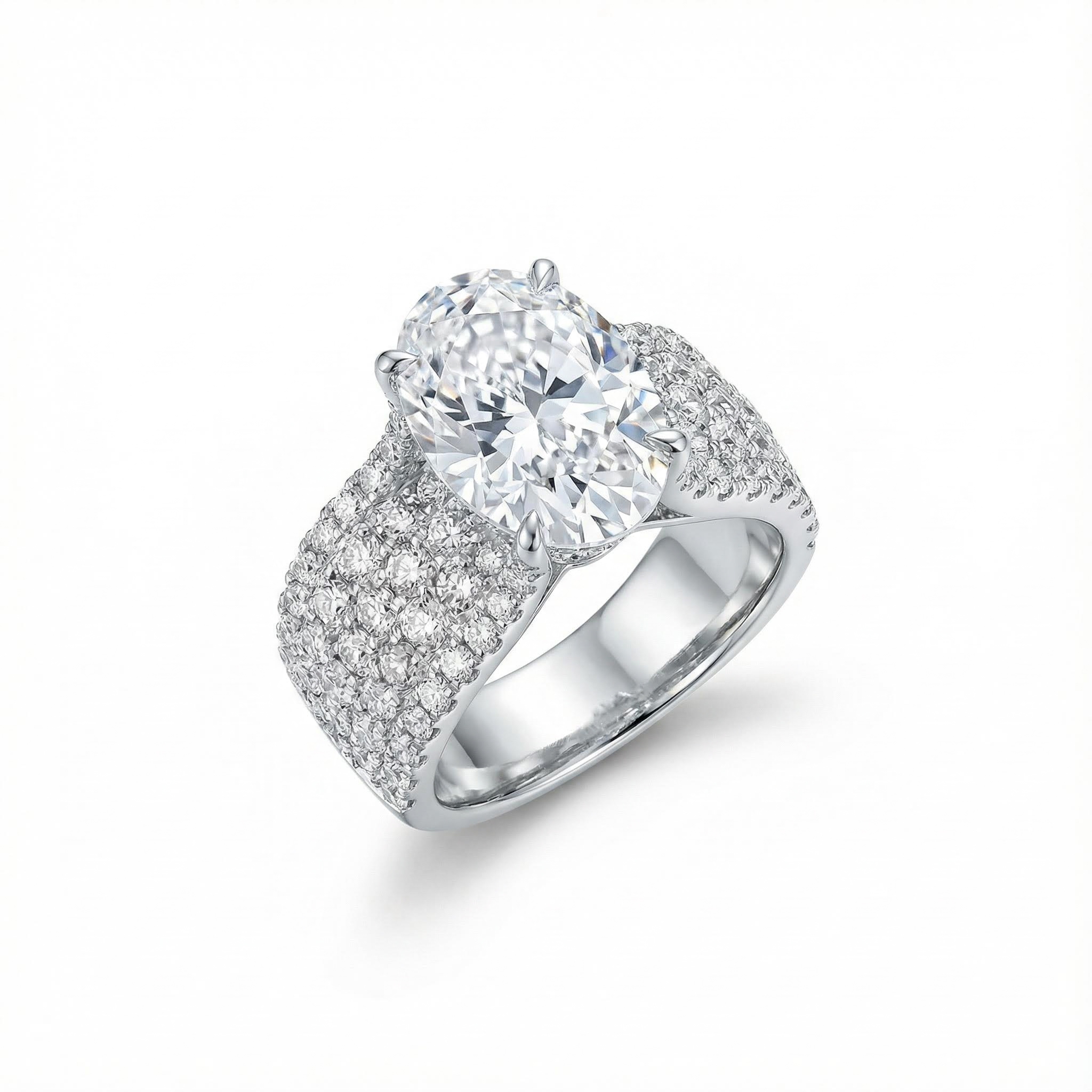 9.4ct. Tw. Oval Cut Vvs Moissanite Pave Engagement Ring Iced Out - Image 4