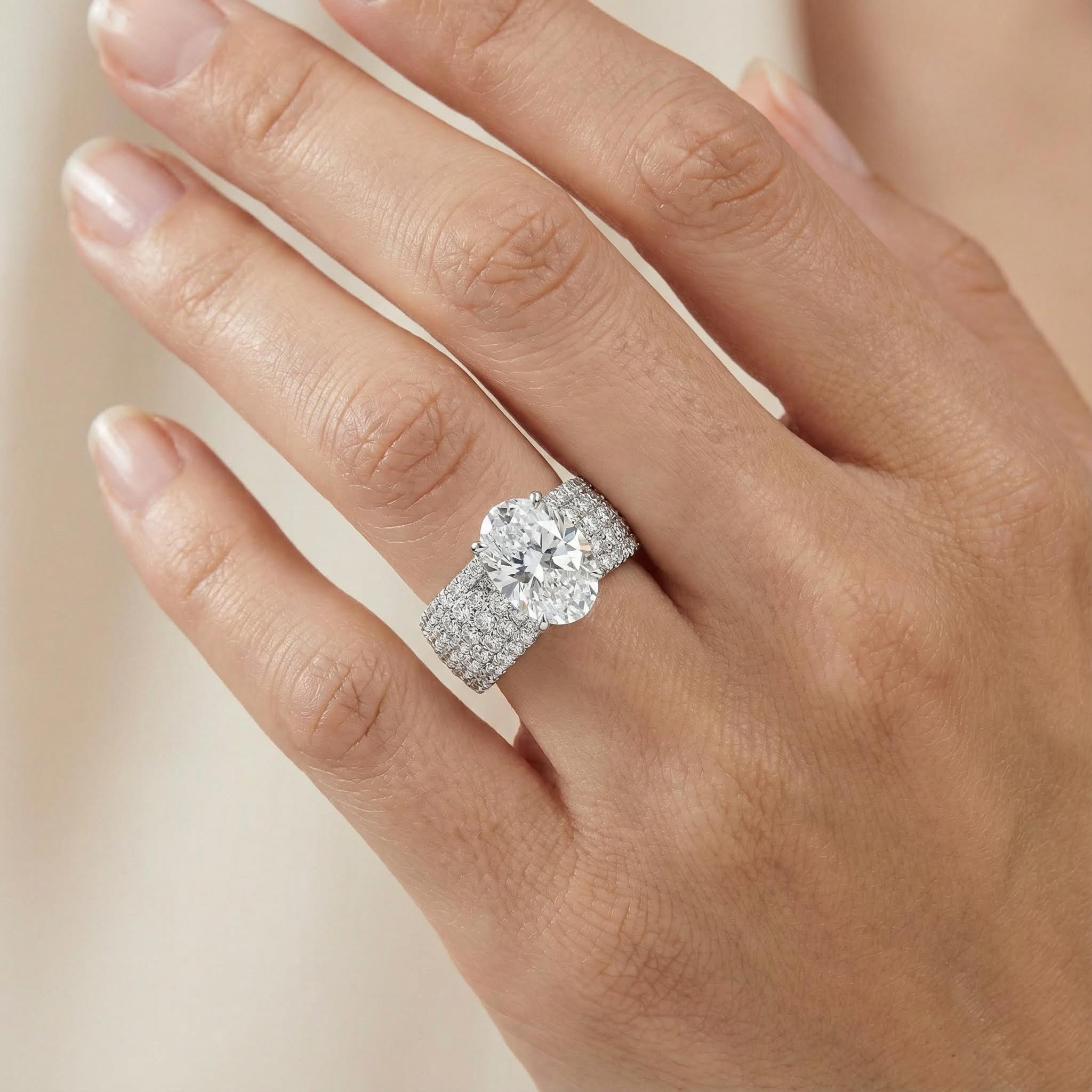 9.4ct. Tw. Oval Cut Vvs Moissanite Pave Engagement Ring Iced Out - Image 7