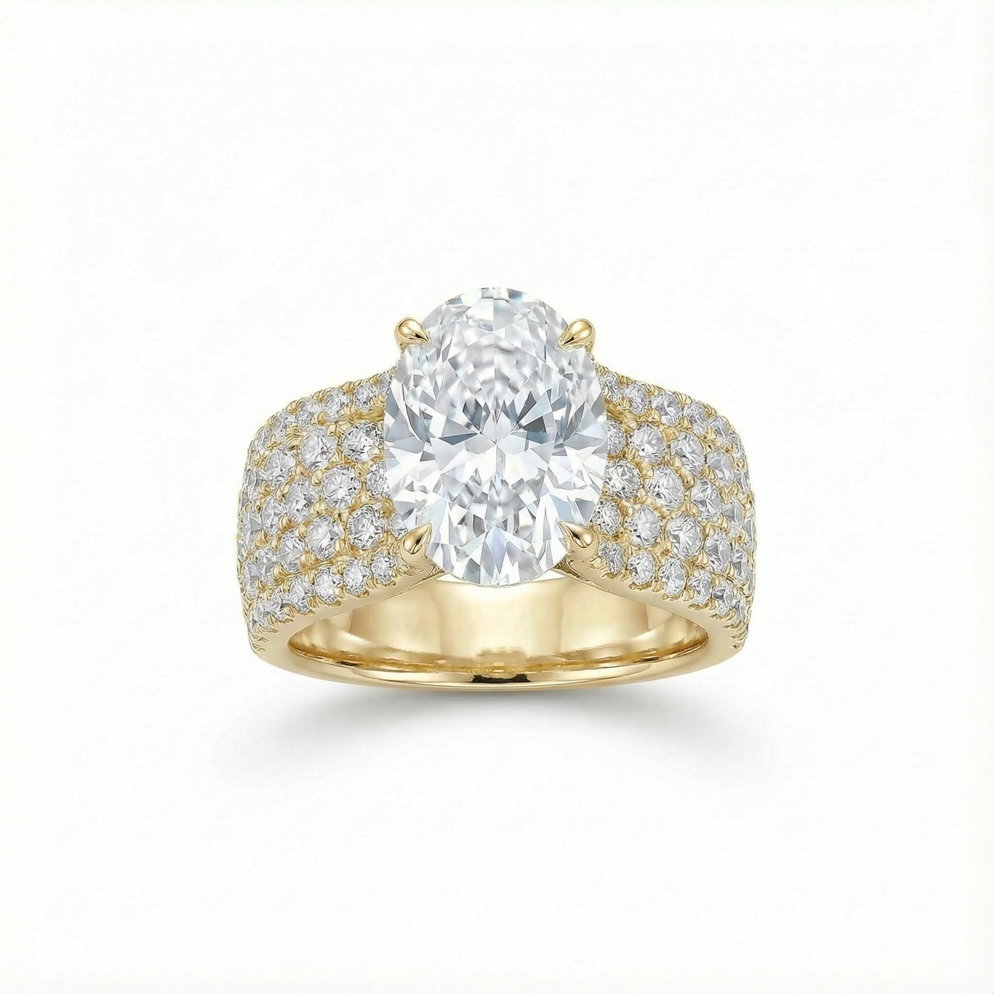 9.4ct. Tw. Oval Cut Vvs Moissanite Pave Engagement Ring Iced Out - Image 8