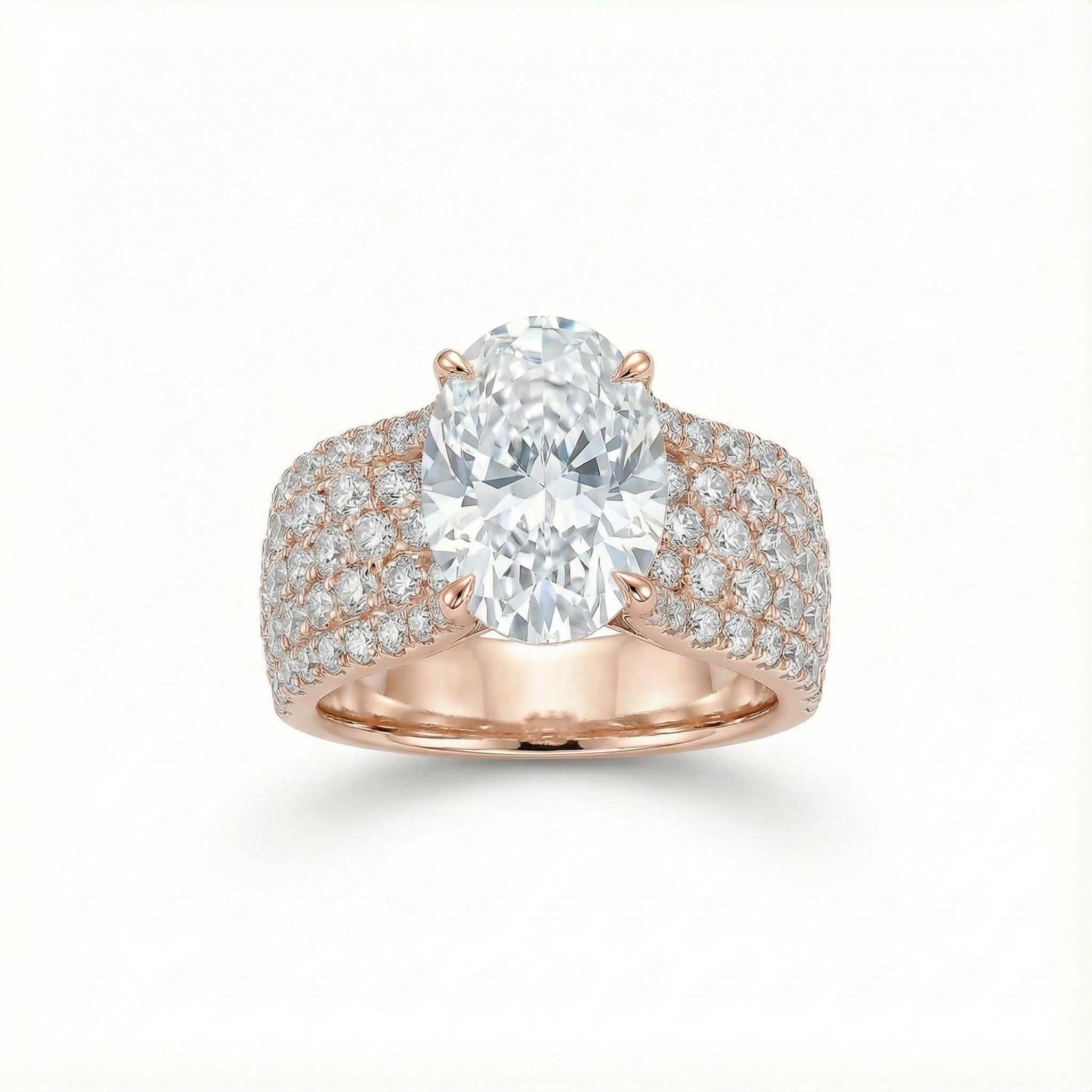 9.4ct. Tw. Oval Cut Vvs Moissanite Pave Engagement Ring Iced Out - Image 9