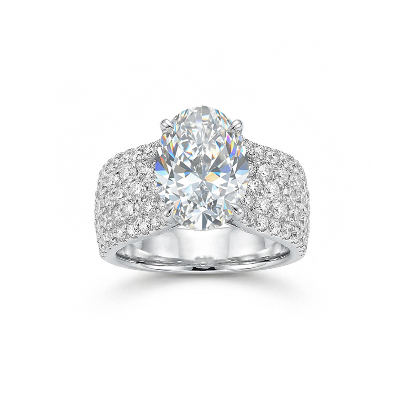 9.4ct. Tw. Oval Cut Vvs Moissanite Pave Engagement Ring Iced Out