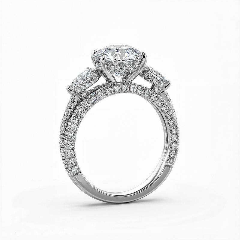 5.29ct. Tw. Pear Cut Vvs Moissanite Three Stone Engagement Ring Iced Out - Image 4