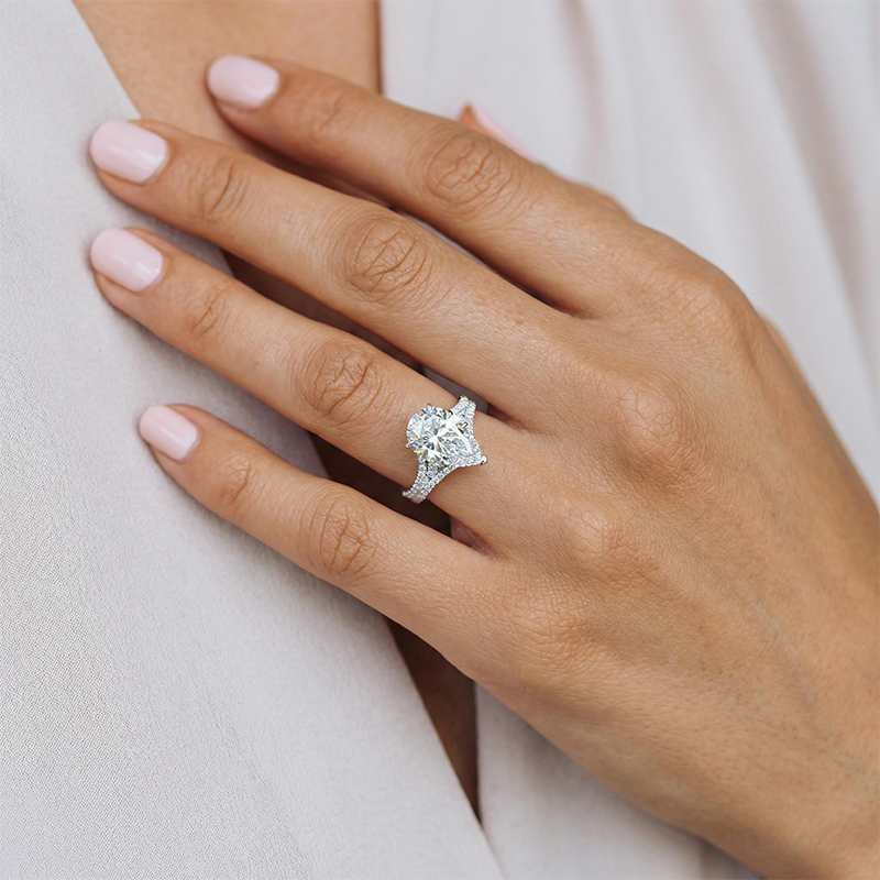 4.59ct. Tw. Pear Cut Vvs Moissanite Pave Engagement Ring Iced Out - Image 3