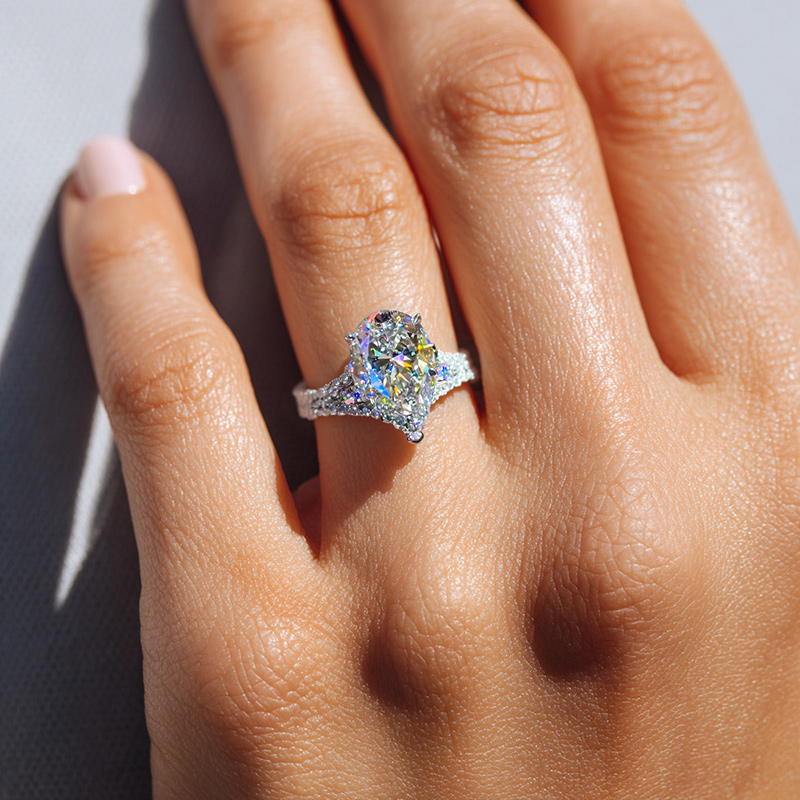 4.59ct. Tw. Pear Cut Vvs Moissanite Pave Engagement Ring Iced Out - Image 6