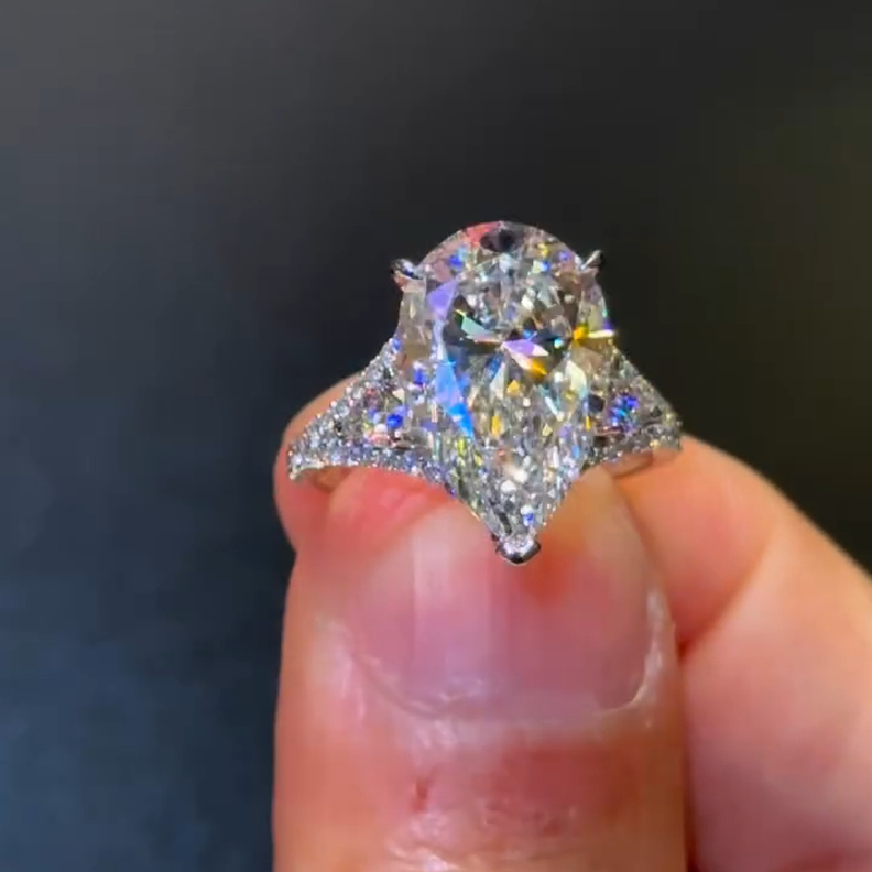 4.59ct. Tw. Pear Cut Vvs Moissanite Pave Engagement Ring Iced Out - Image 7