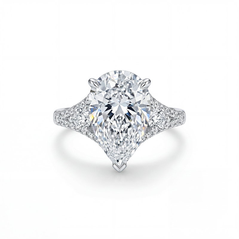 4.59ct. Tw. Pear Cut Vvs Moissanite Pave Engagement Ring Iced Out