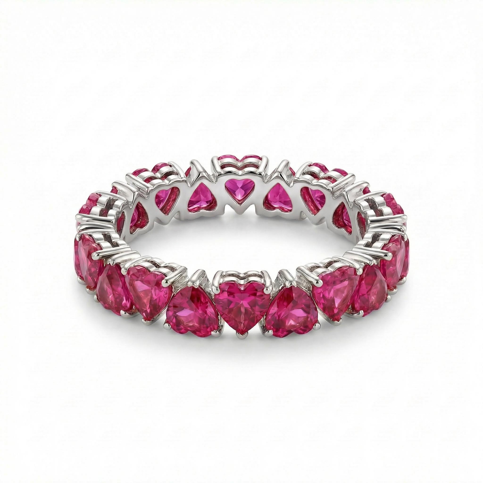 2.4ct. Tw. Heart Cut Ruby Diamond Wedding Band With Iced Out Shine - Image 4