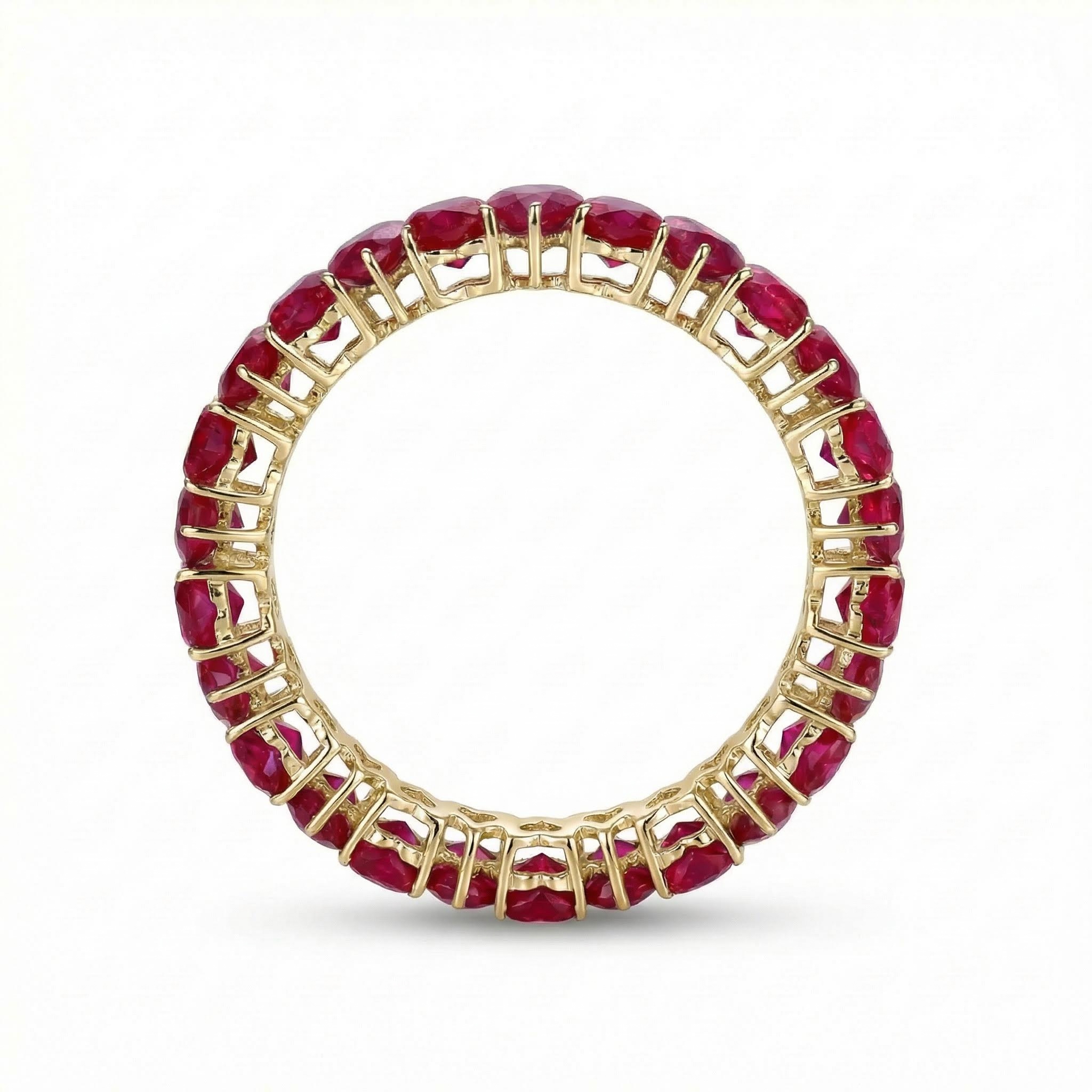 2.4ct. Tw. Heart Cut Ruby Diamond Wedding Band With Iced Out Shine - Image 5