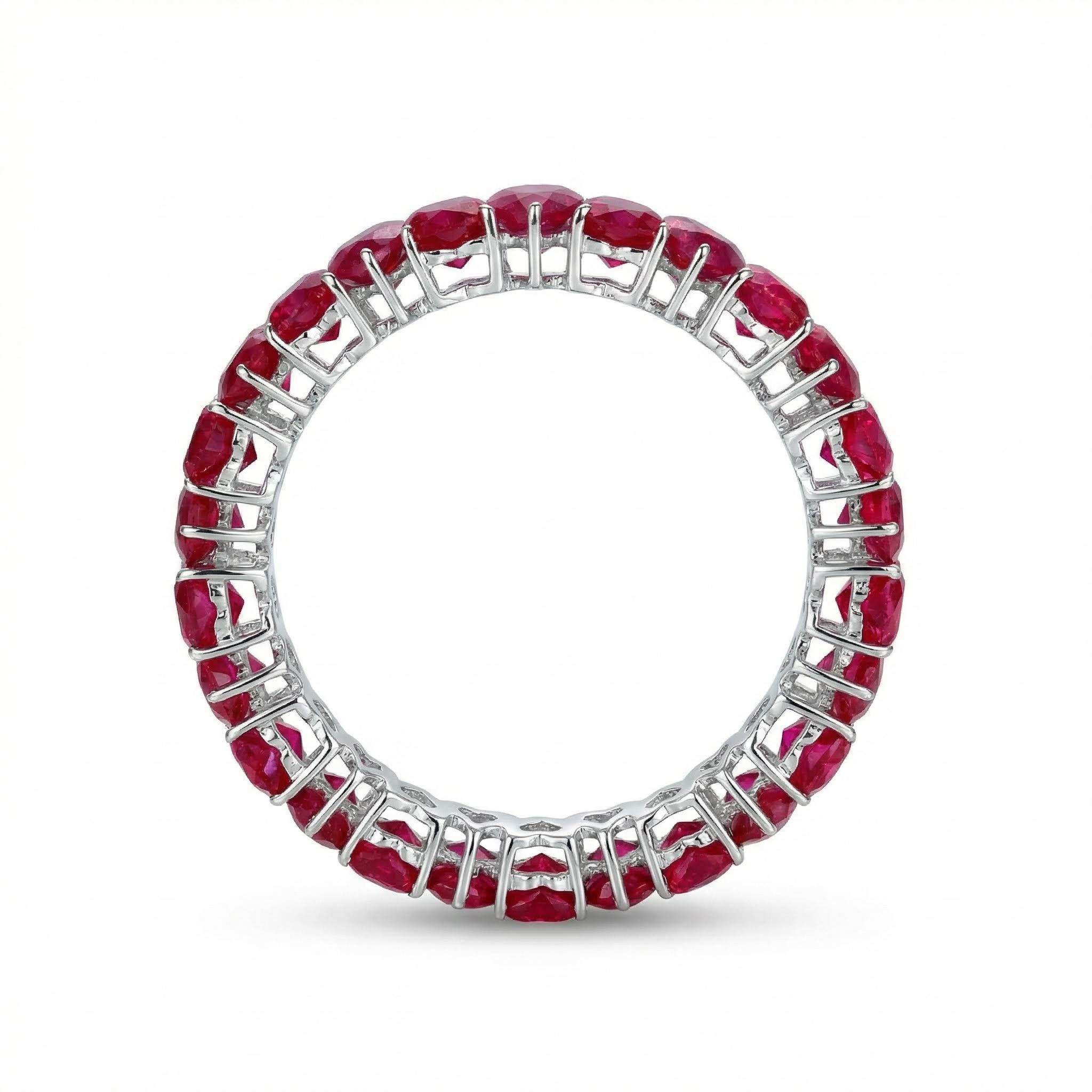 2.4ct. Tw. Heart Cut Ruby Diamond Wedding Band With Iced Out Shine - Image 6