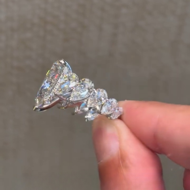 5.57ct. Tw. Pear Cut Vvs Moissanite Pave Engagement Ring Iced Out - Image 4