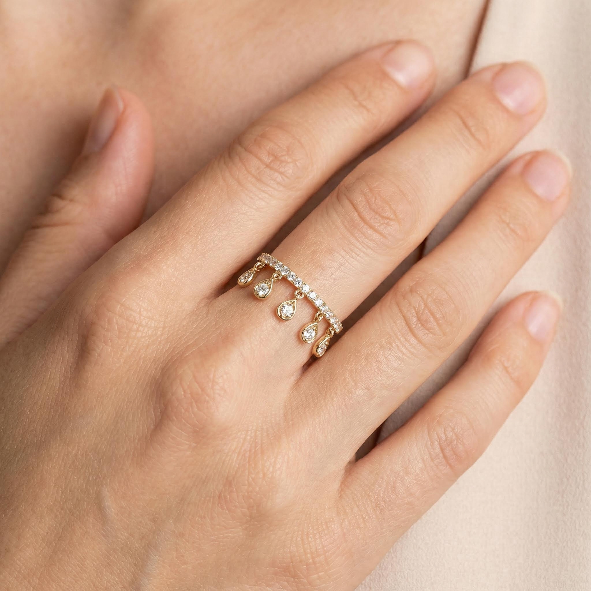 Round Cut Vvs Moissanite Wedding Band With Dangling Charms Iced Out - Image 3