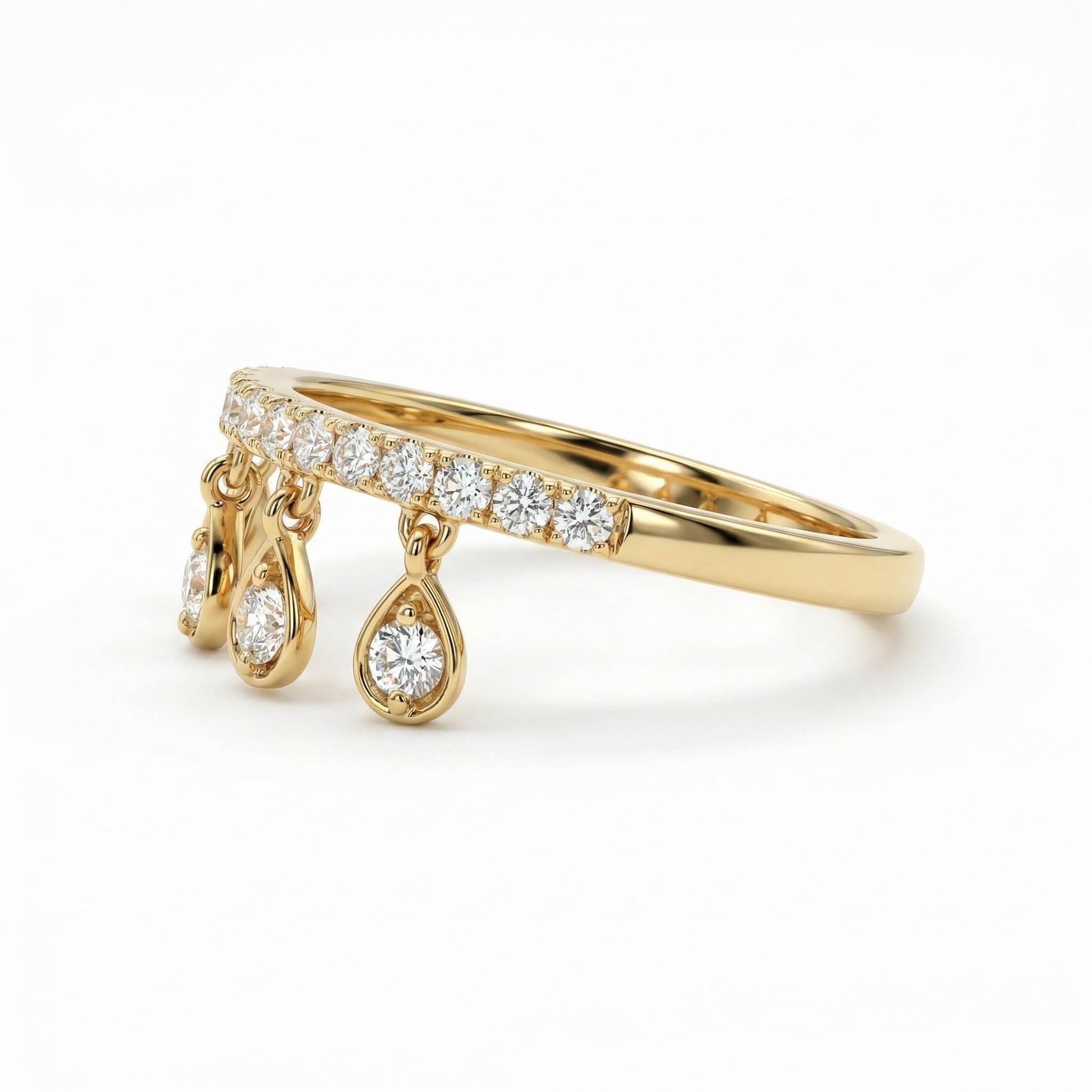 Round Cut Vvs Moissanite Wedding Band With Dangling Charms Iced Out - Image 4