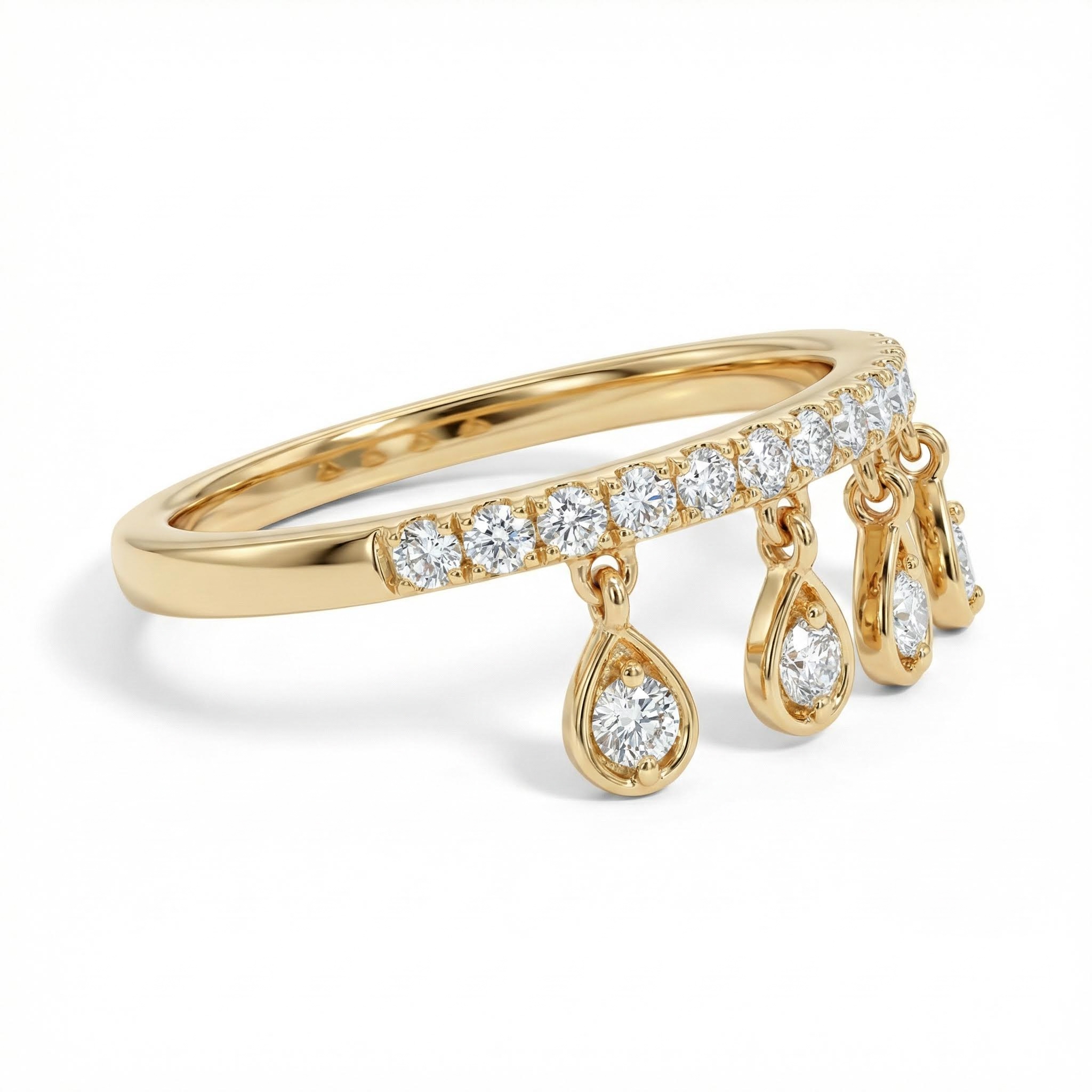 Round Cut Vvs Moissanite Wedding Band With Dangling Charms Iced Out - Image 5