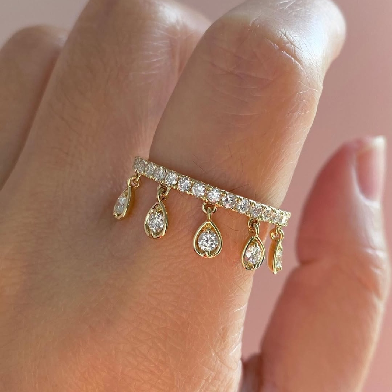 Round Cut Vvs Moissanite Wedding Band With Dangling Charms Iced Out - Image 6
