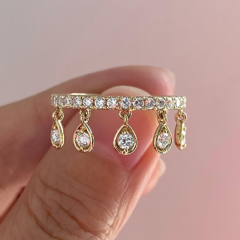 Round Cut Vvs Moissanite Wedding Band With Dangling Charms Iced Out - Image 7