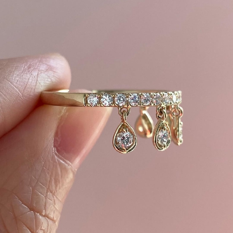 Round Cut Vvs Moissanite Wedding Band With Dangling Charms Iced Out - Image 8