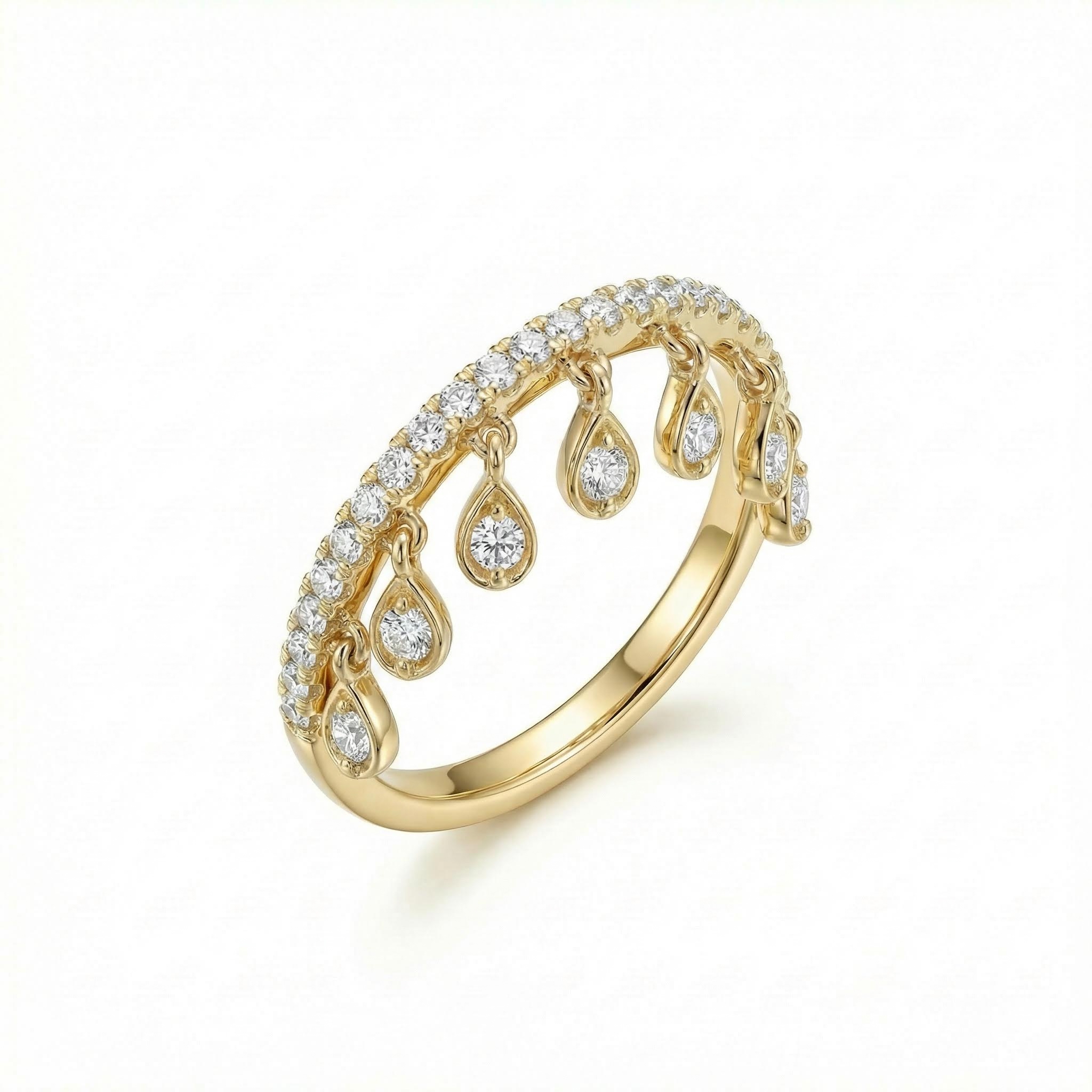 Round Cut Vvs Moissanite Wedding Band With Dangling Charms Iced Out