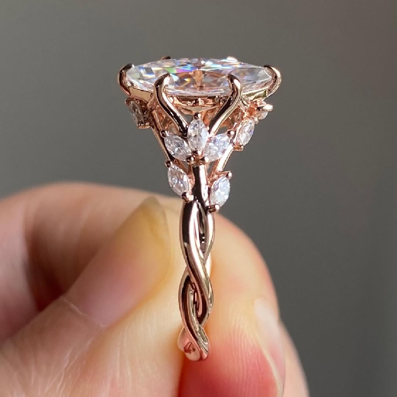4.4ct Marquise Cut Vvs Moissanite Vintage Engagement Ring Iced Out - Image 3
