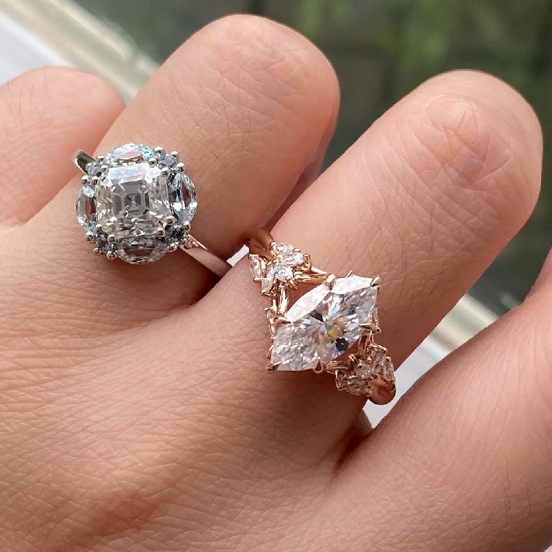 4.4ct Marquise Cut Vvs Moissanite Vintage Engagement Ring Iced Out - Image 5