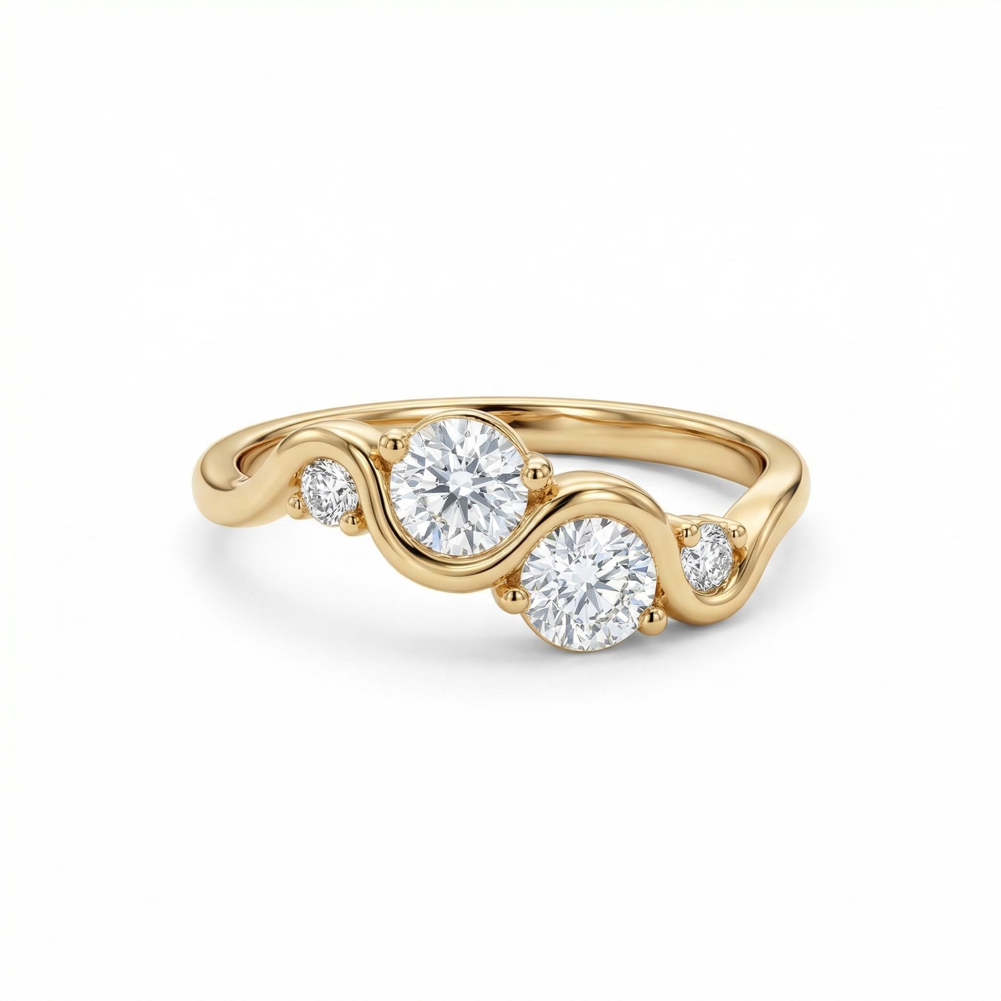 1.06ct Round Cut Vvs Moissanite Wave-set Engagement Ring Iced Out