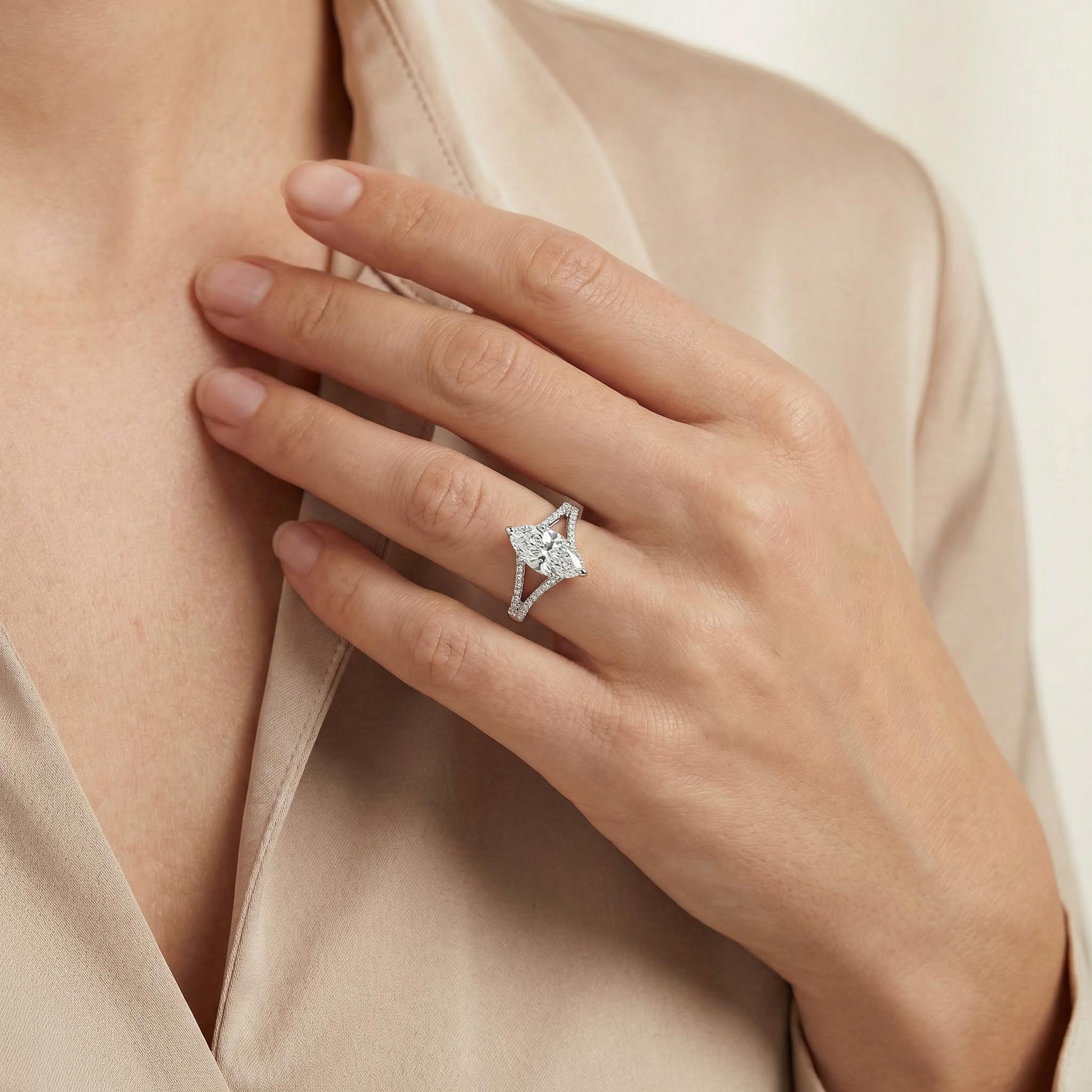 3.44ct. Tw. Marquise Cut Vvs Moissanite Pave Engagement Ring Iced Out - Image 3