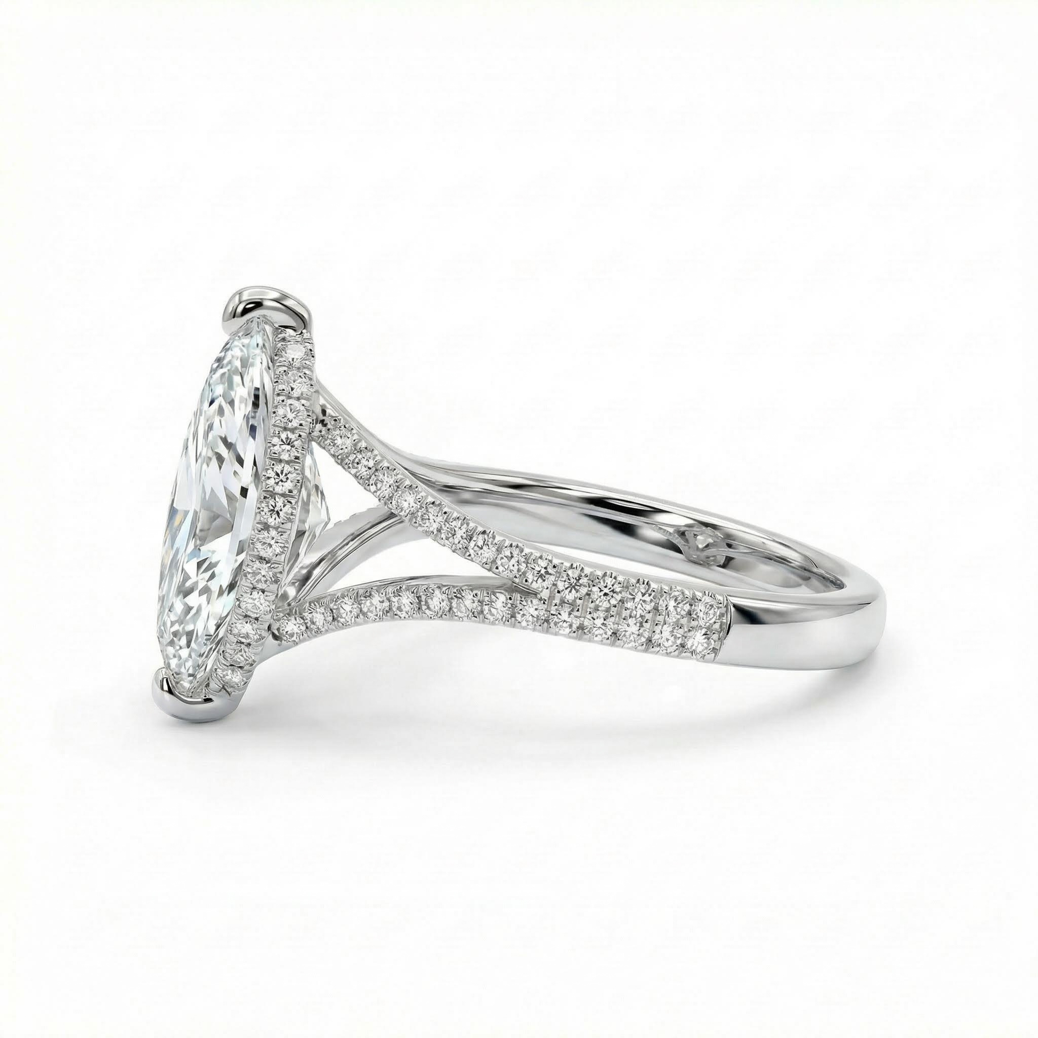 3.44ct. Tw. Marquise Cut Vvs Moissanite Pave Engagement Ring Iced Out - Image 4