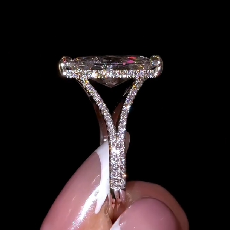 3.44ct. Tw. Marquise Cut Vvs Moissanite Pave Engagement Ring Iced Out - Image 6