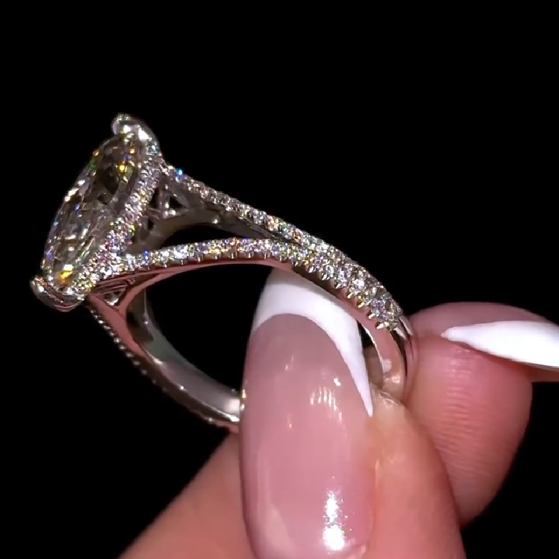 3.44ct. Tw. Marquise Cut Vvs Moissanite Pave Engagement Ring Iced Out - Image 7
