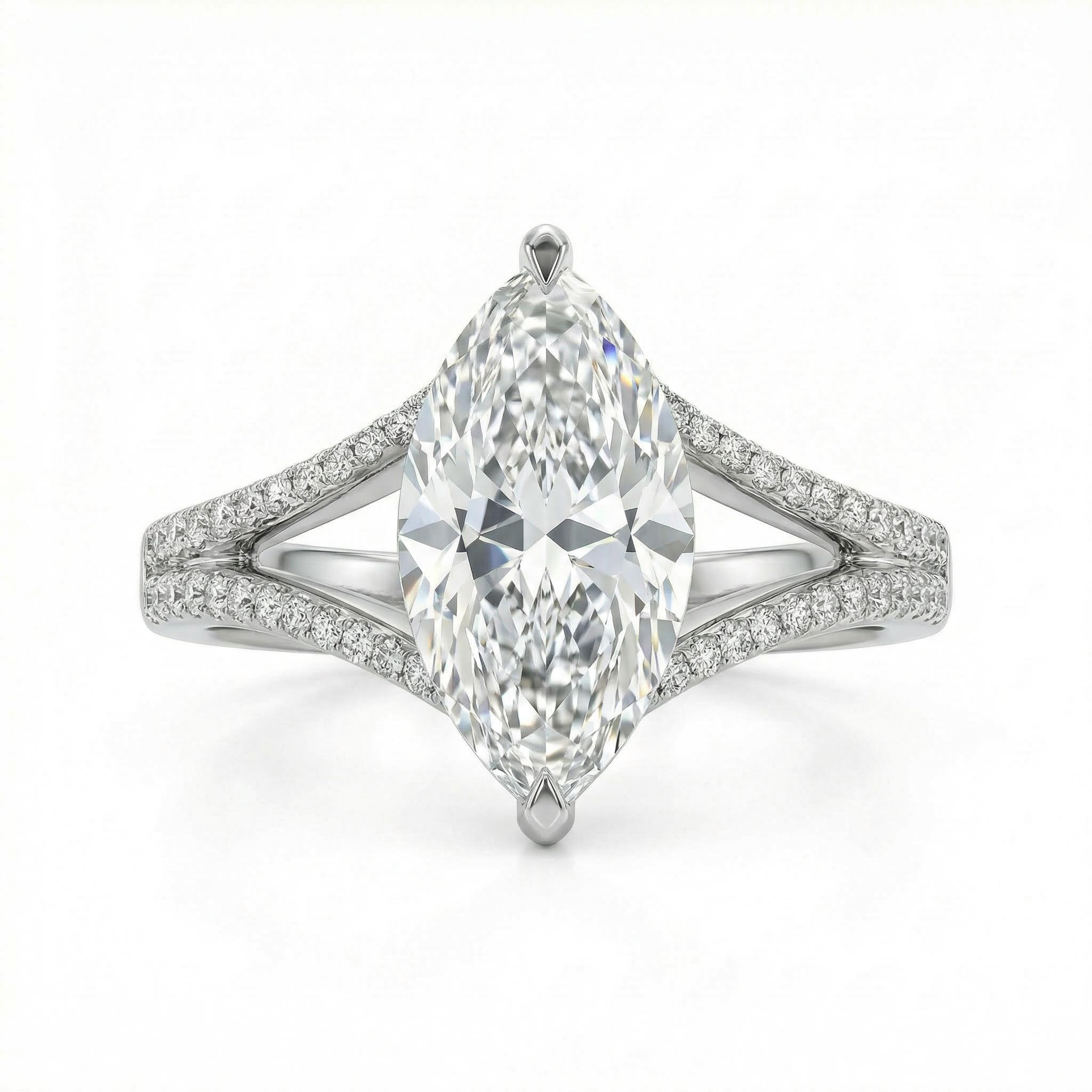 3.44ct. Tw. Marquise Cut Vvs Moissanite Pave Engagement Ring Iced Out