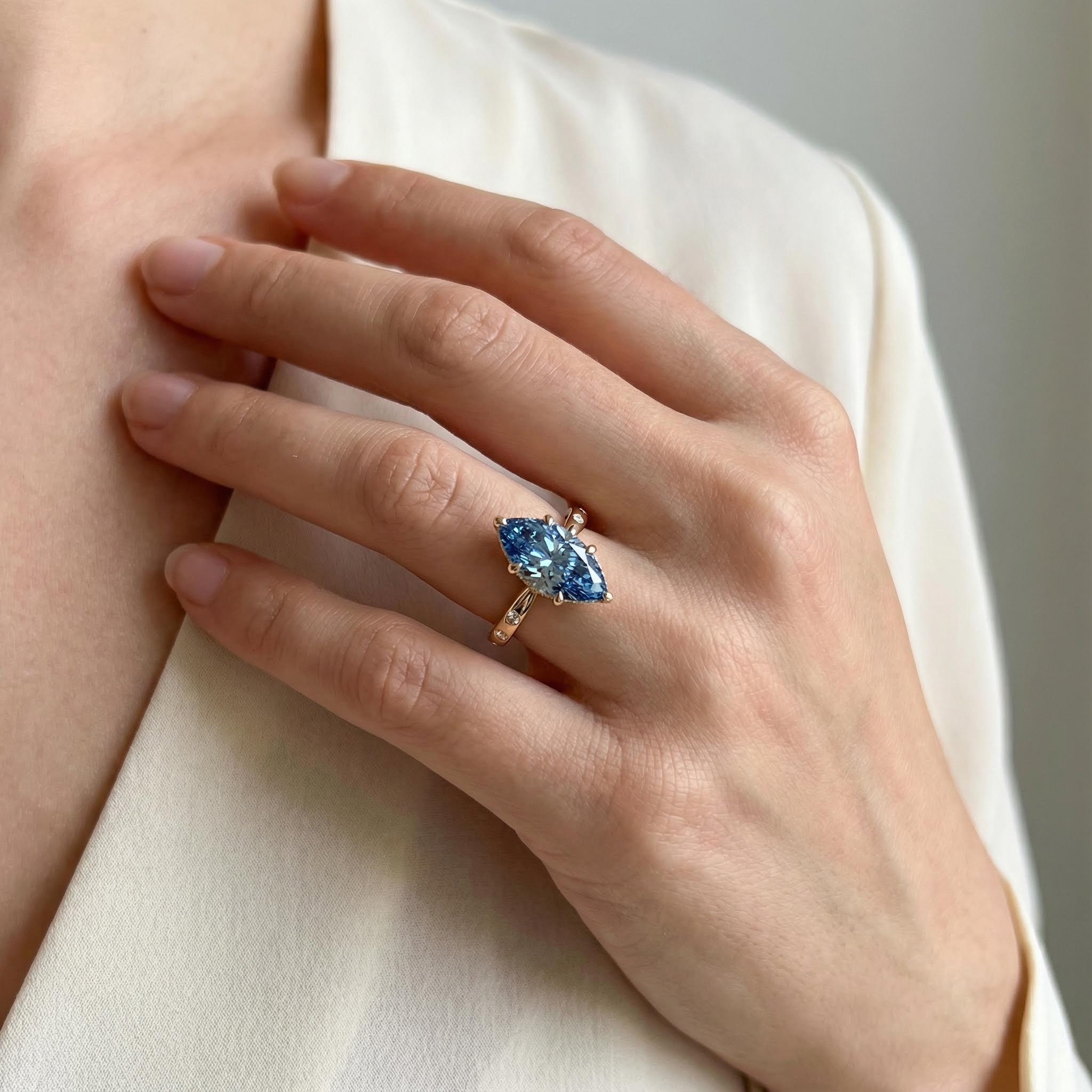 5.16ct. Tw. Sapphire Marquise Cut Engagement Ring With Street Luxury Shine - Image 3