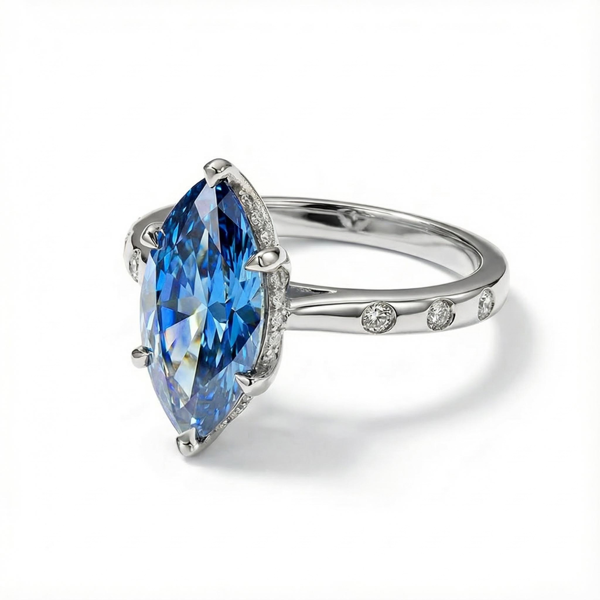 5.16ct. Tw. Sapphire Marquise Cut Engagement Ring With Street Luxury Shine - Image 6