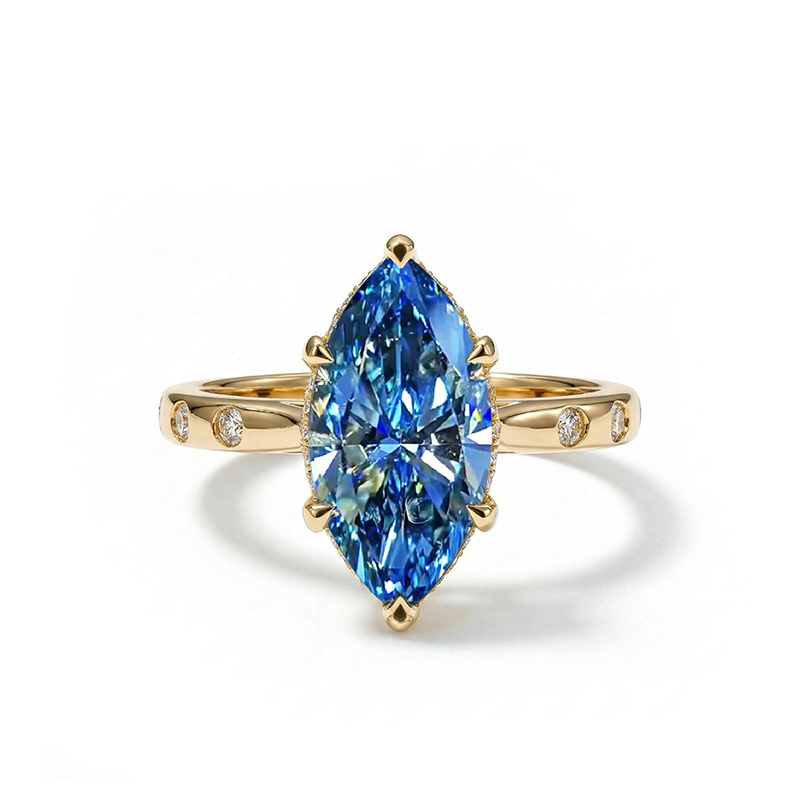 5.16ct. Tw. Sapphire Marquise Cut Engagement Ring With Street Luxury Shine