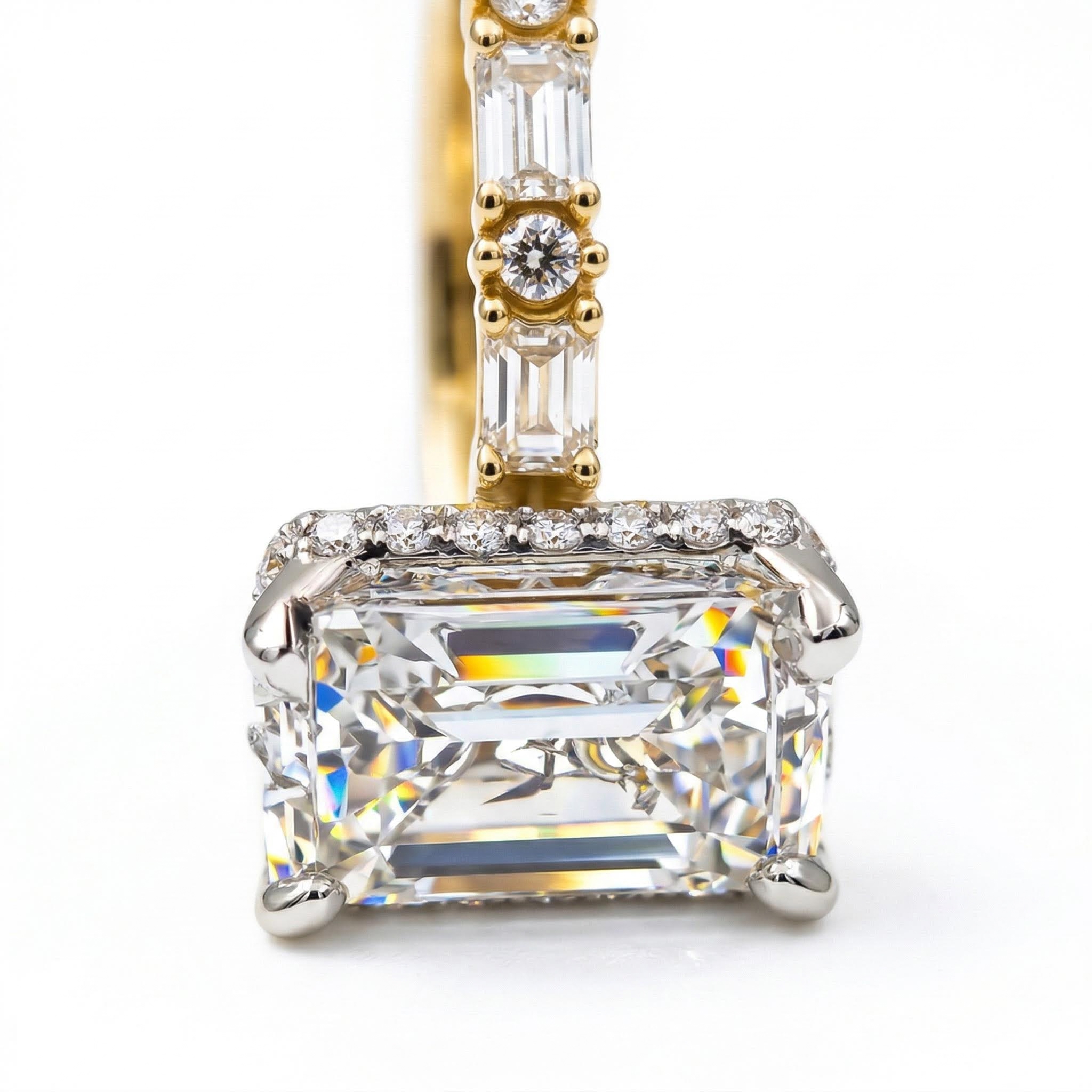 4.18ct Emerald Cut Vvs Moissanite Halo Engagement Ring Iced Out - Image 5