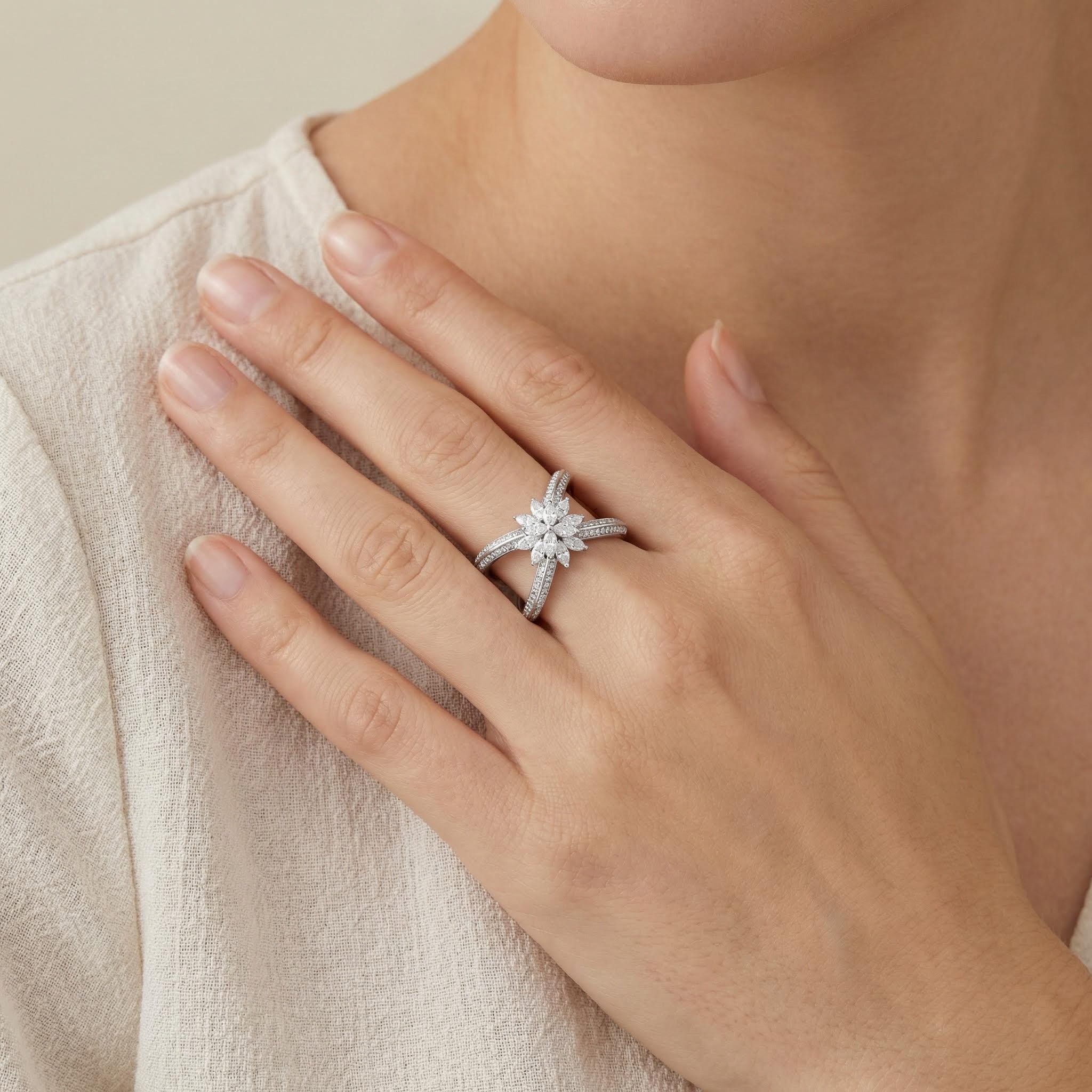 4.56ct Marquise And Round Cut Vvs Moissanite Pave Double Band Ring Iced Out - Image 3