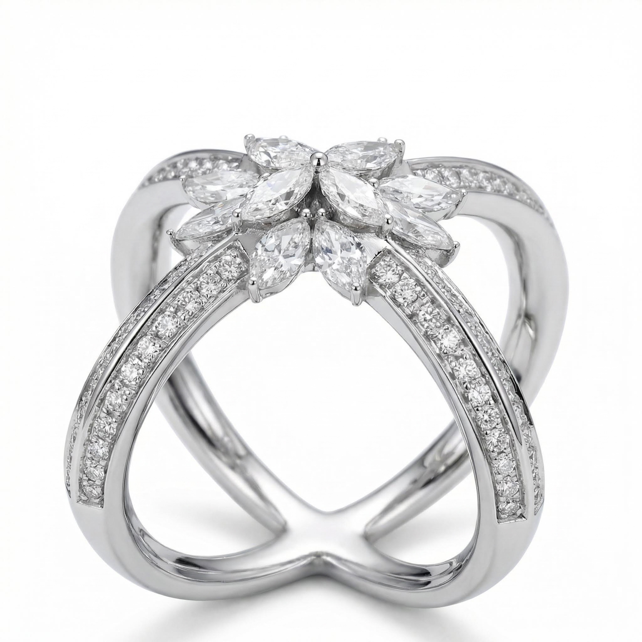 4.56ct Marquise And Round Cut Vvs Moissanite Pave Double Band Ring Iced Out - Image 4