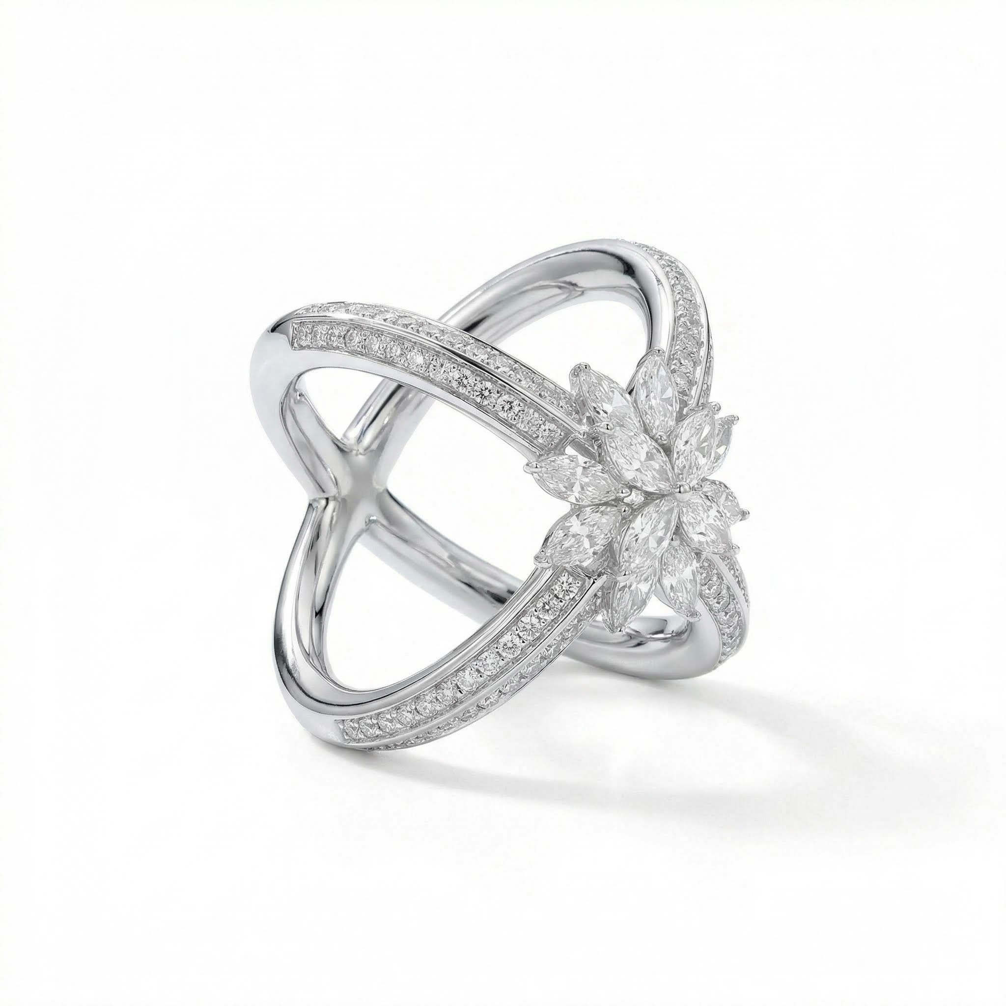 4.56ct Marquise And Round Cut Vvs Moissanite Pave Double Band Ring Iced Out - Image 5
