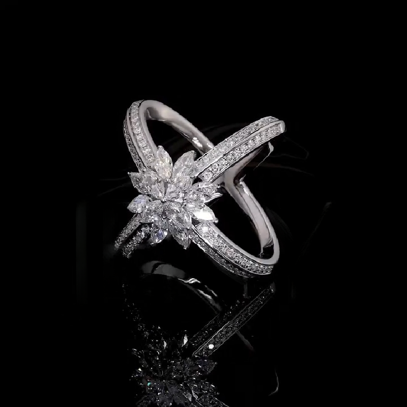 4.56ct Marquise And Round Cut Vvs Moissanite Pave Double Band Ring Iced Out - Image 6