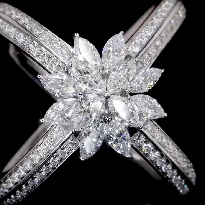 4.56ct Marquise And Round Cut Vvs Moissanite Pave Double Band Ring Iced Out - Image 7