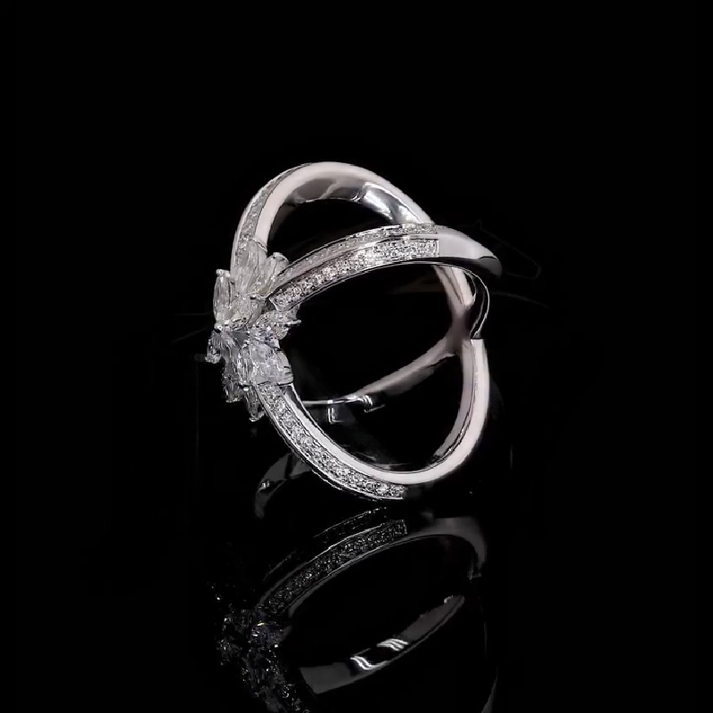 4.56ct Marquise And Round Cut Vvs Moissanite Pave Double Band Ring Iced Out - Image 9