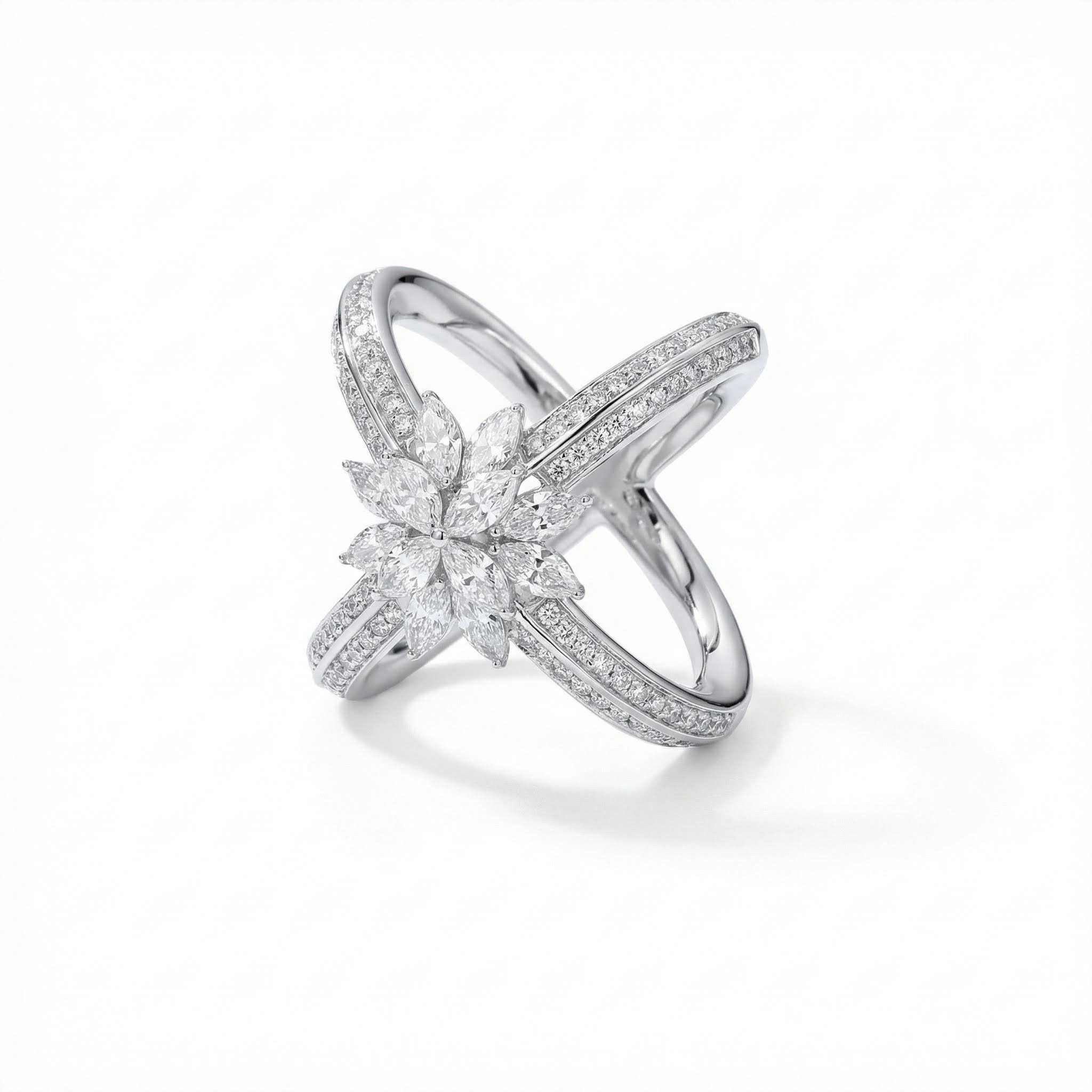 4.56ct Marquise And Round Cut Vvs Moissanite Pave Double Band Ring Iced Out