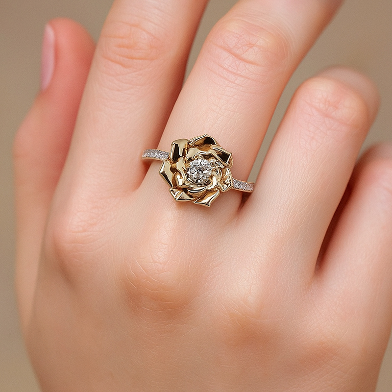 1.6ct Round Cut Vvs Moissanite Floral Engagement Ring Iced Out - Image 3