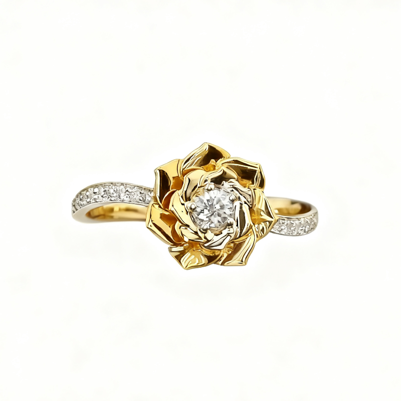 1.6ct Round Cut Vvs Moissanite Floral Engagement Ring Iced Out