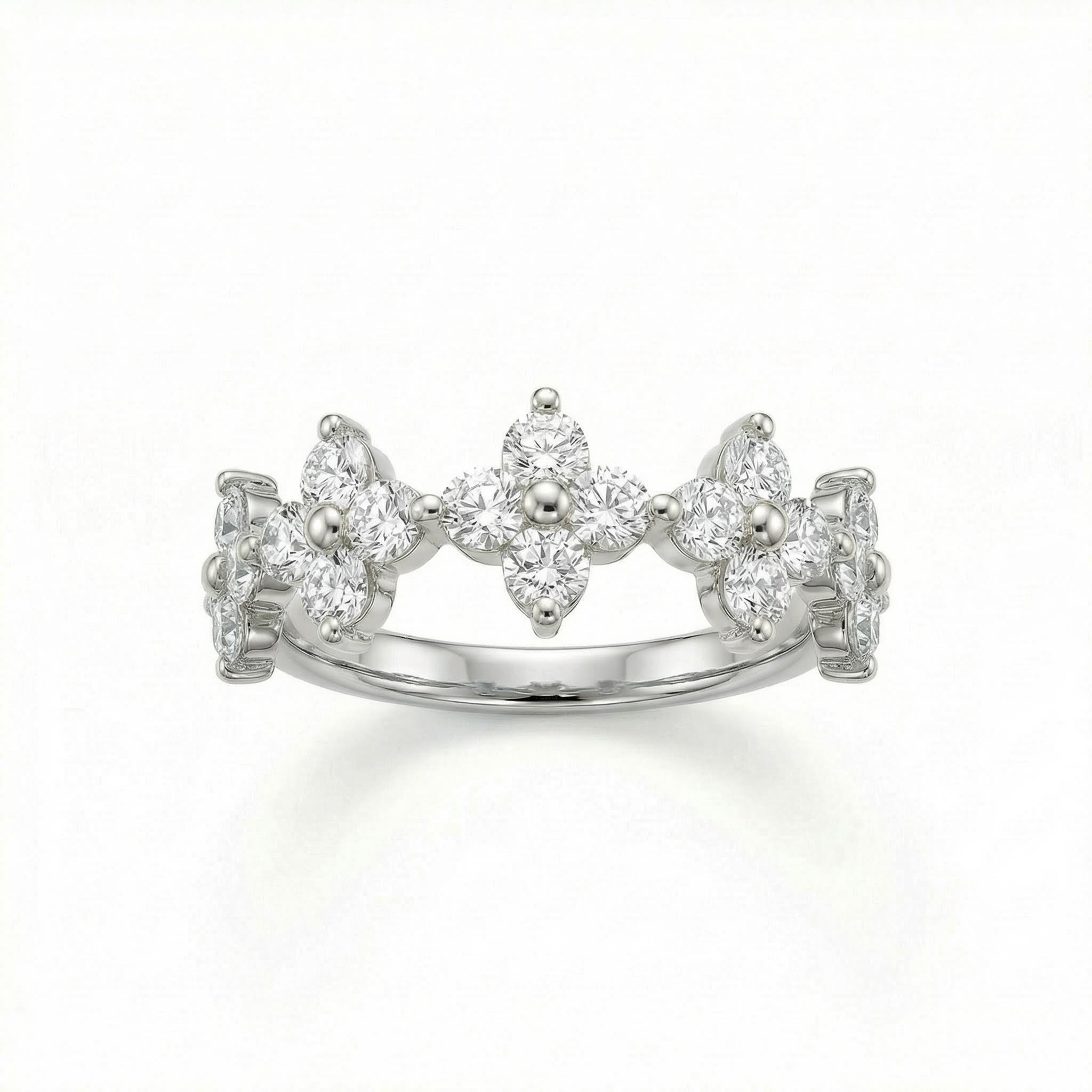 2ct Round Cut Vvs Moissanite Floral Cluster Wedding Band Iced Out - Image 4