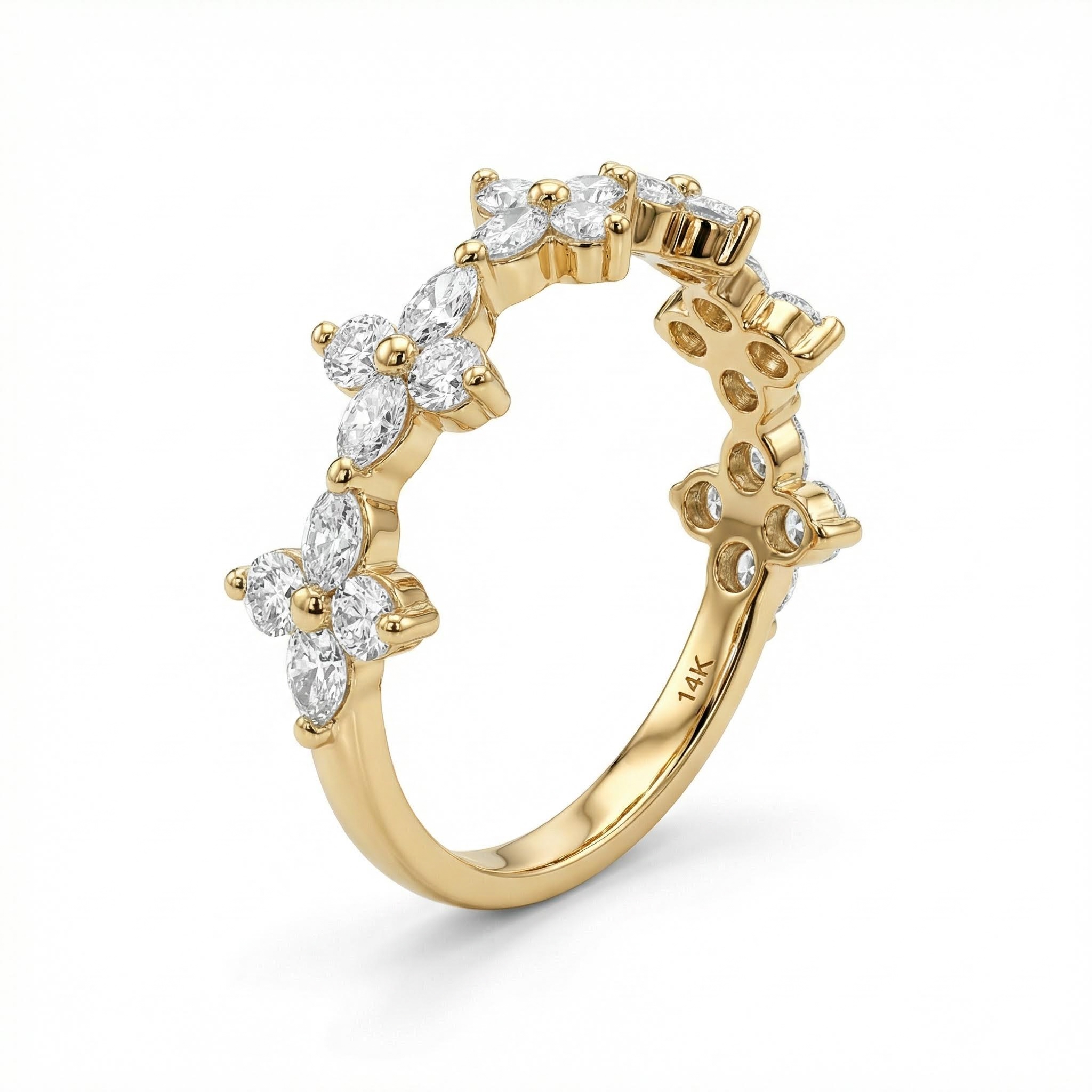 2ct Round Cut Vvs Moissanite Floral Cluster Wedding Band Iced Out - Image 7