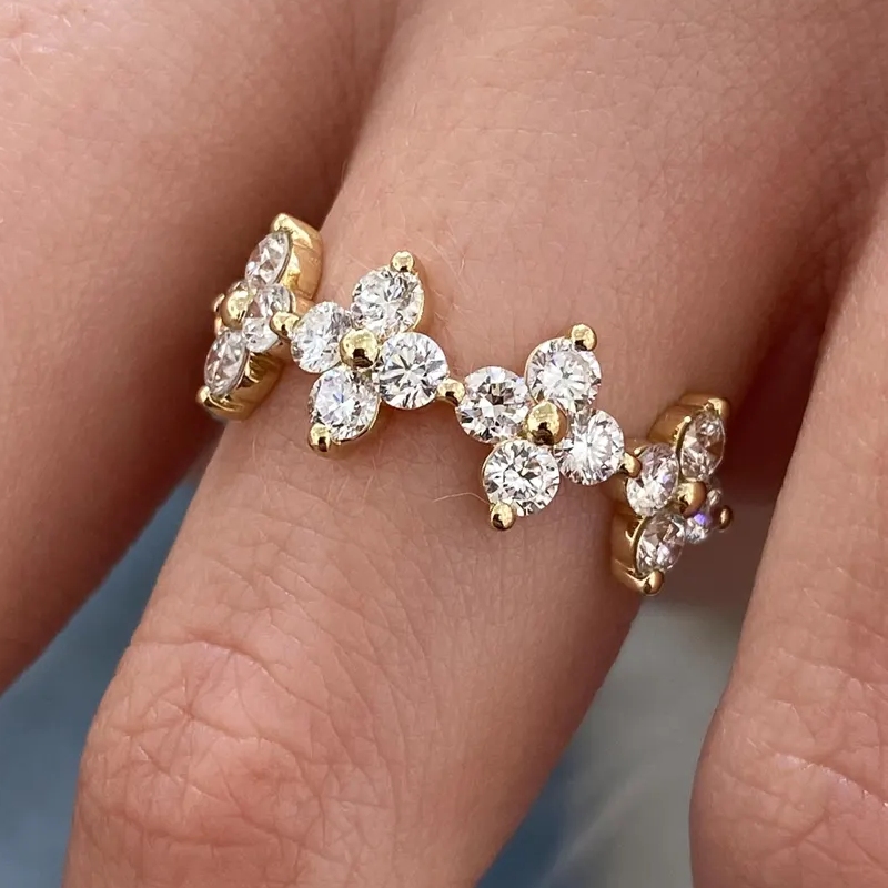 2ct Round Cut Vvs Moissanite Floral Cluster Wedding Band Iced Out - Image 9