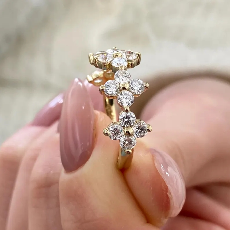 2ct Round Cut Vvs Moissanite Floral Cluster Wedding Band Iced Out - Image 11