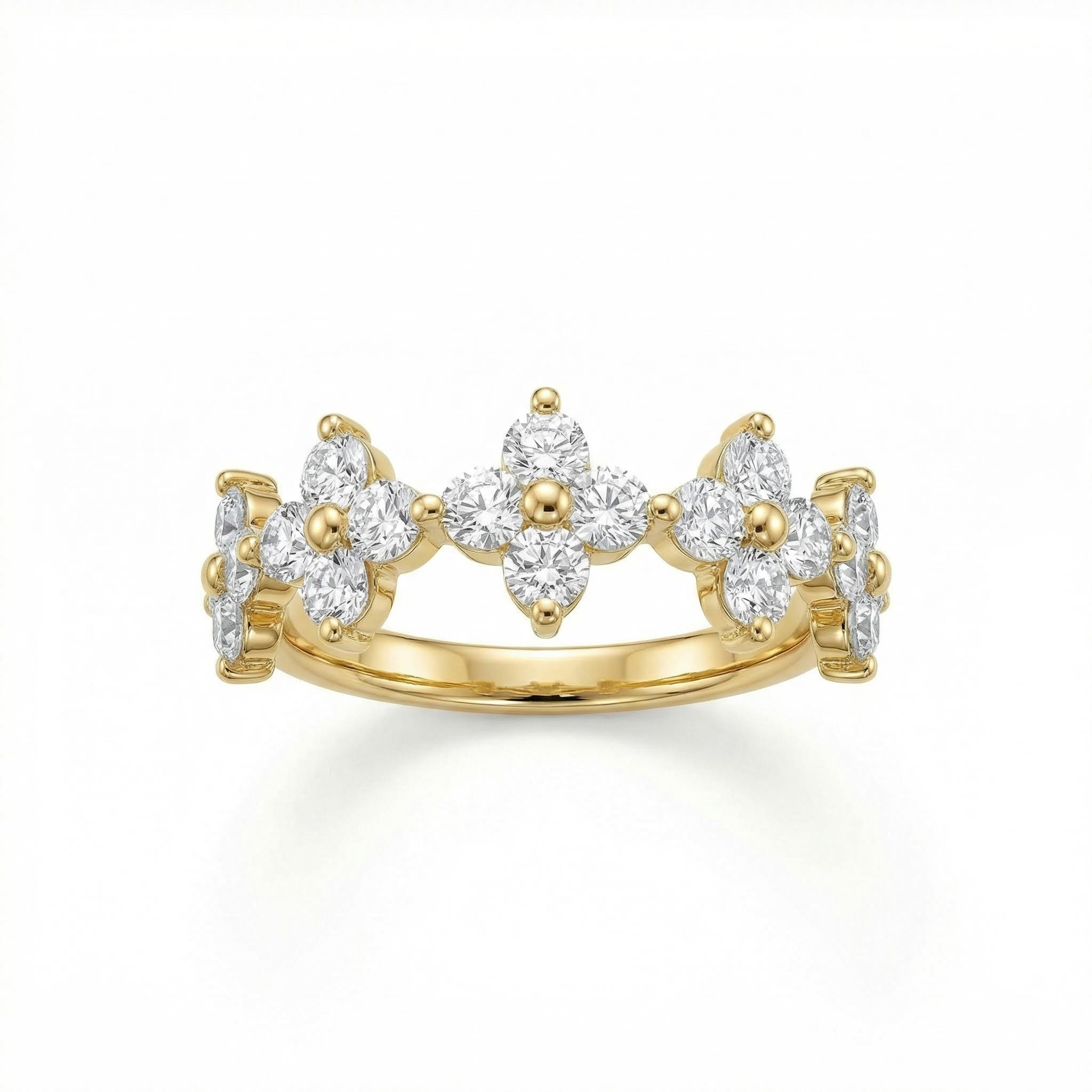 2ct Round Cut Vvs Moissanite Floral Cluster Wedding Band Iced Out