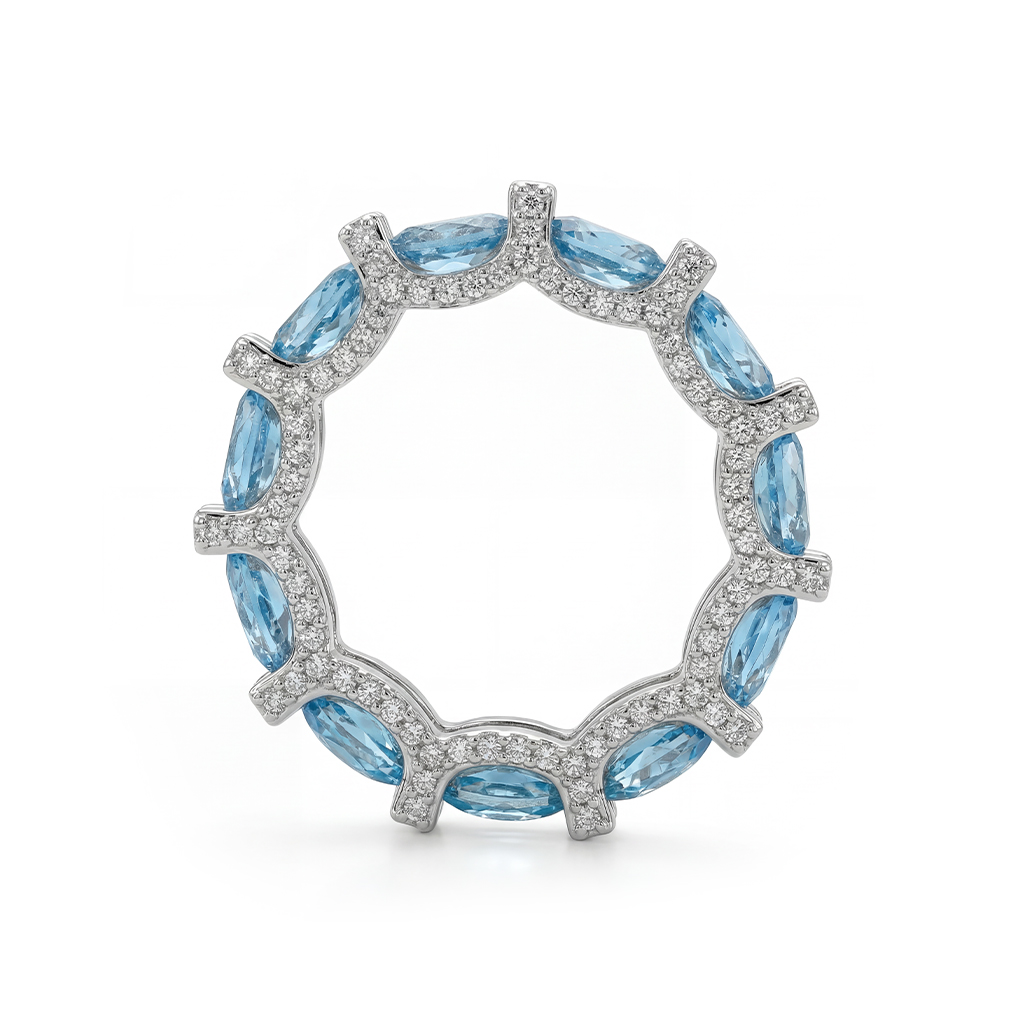 6.71ct. Tw. Elegant Blue Oval Cut Diamond Wedding Band Iced Out - Image 5