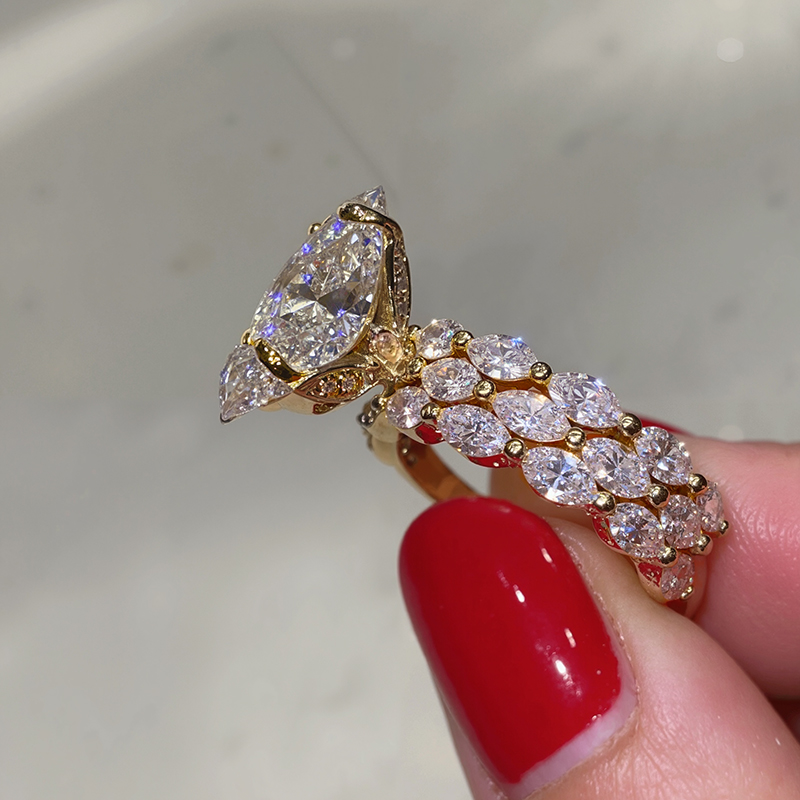 8.95ct Oval Cut Vvs Moissanite Pave Engagement Ring Sets Iced Out