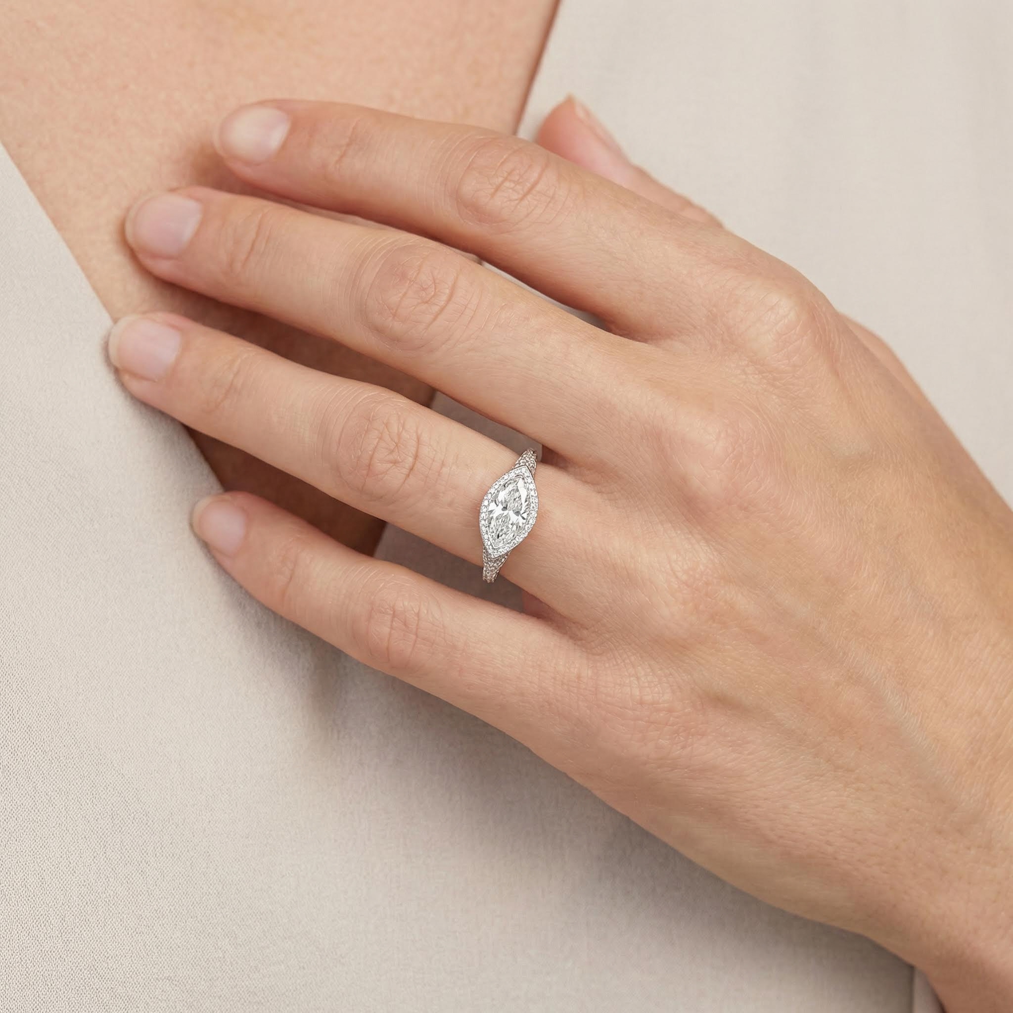 3.85ct Marquise Cut Vvs Moissanite Pave Engagement Ring Iced Out - Image 3